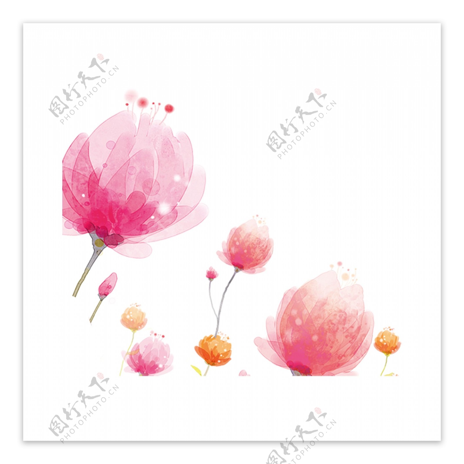 粉色花朵装饰卡通透明素材