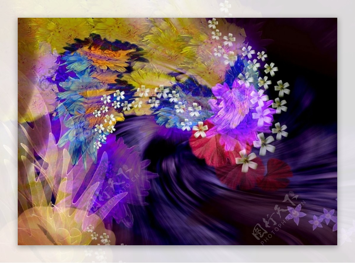 抽象的羽毛花朵华贵紫色质感素材