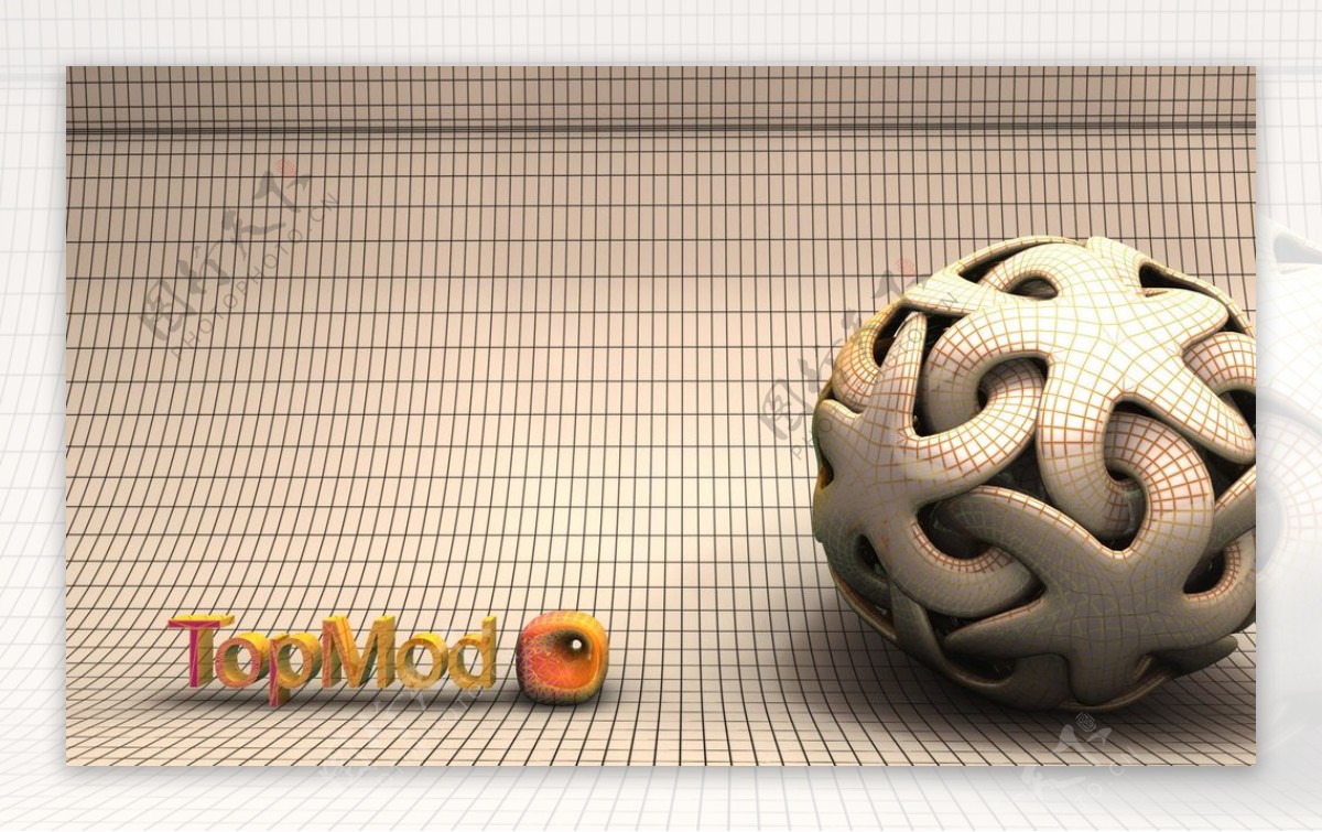 网格纹路3D球形模型素材
