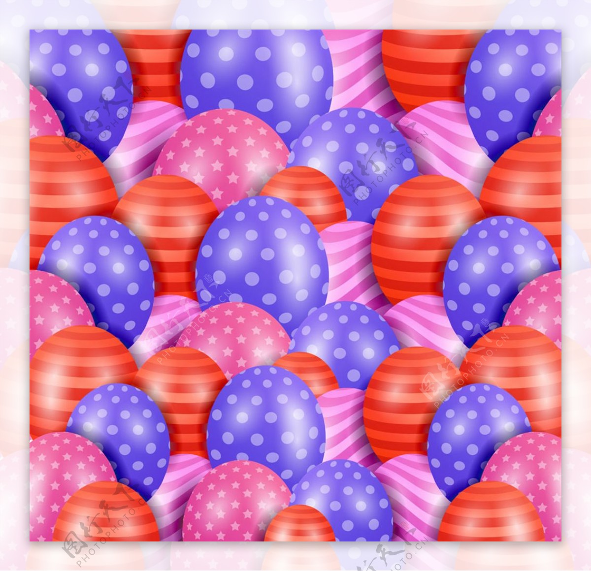 彩色水玉点和条纹气球背景