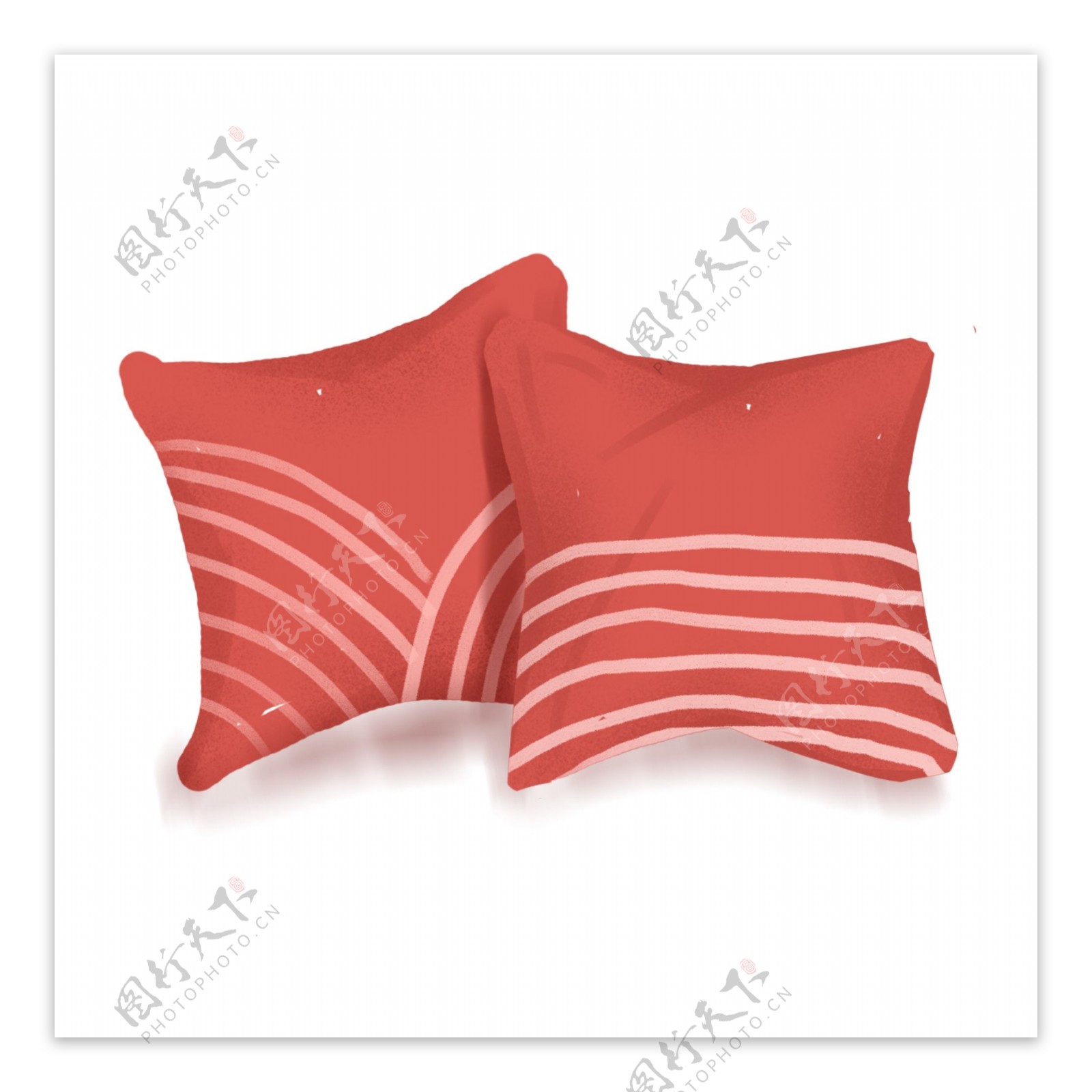 可爱红色手绘抱枕透明素材