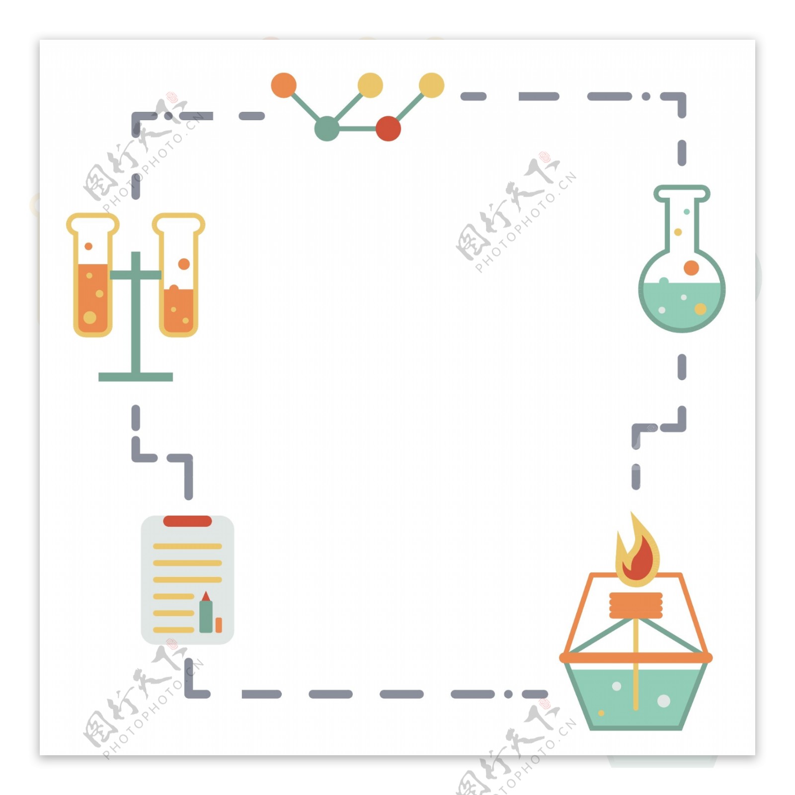 少儿手绘手抄报彩色科学元素装饰边框简笔画