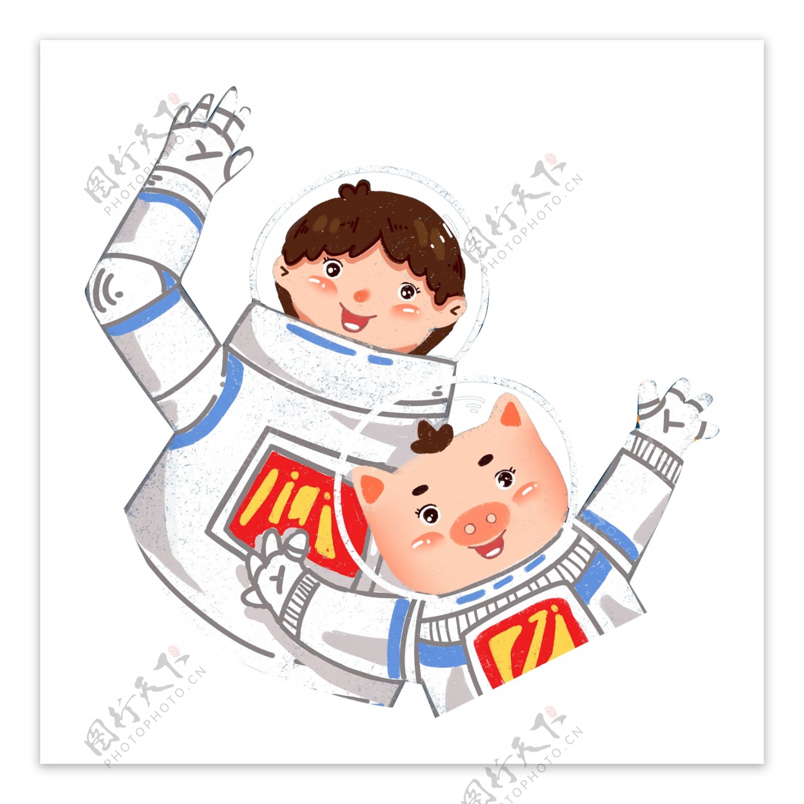 天文学宇航员和小猪png元素