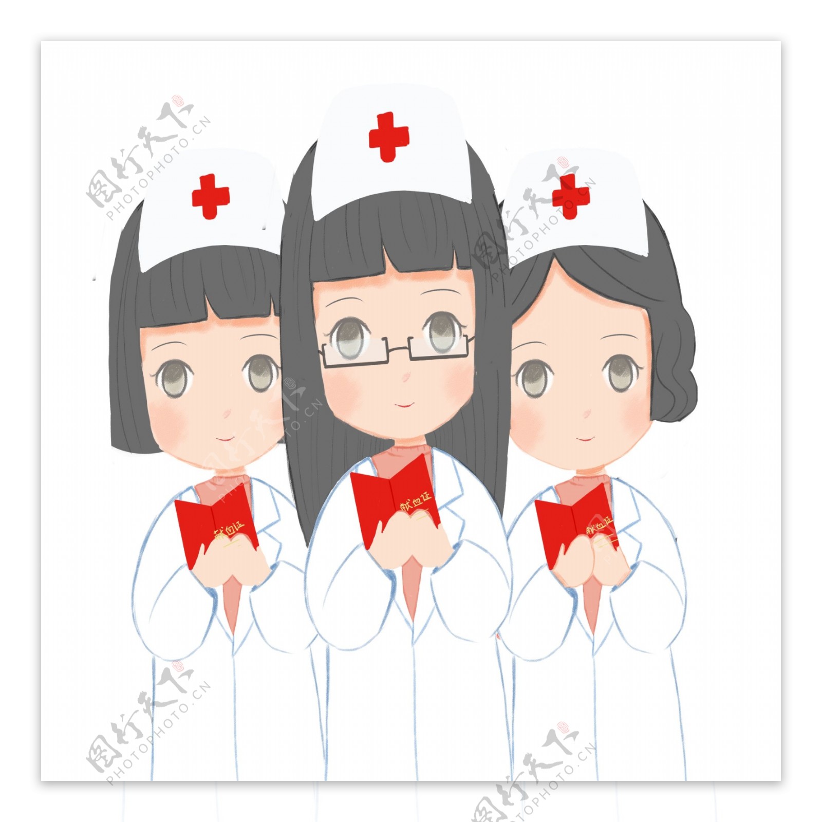 卡通可爱献血的女孩人物插画