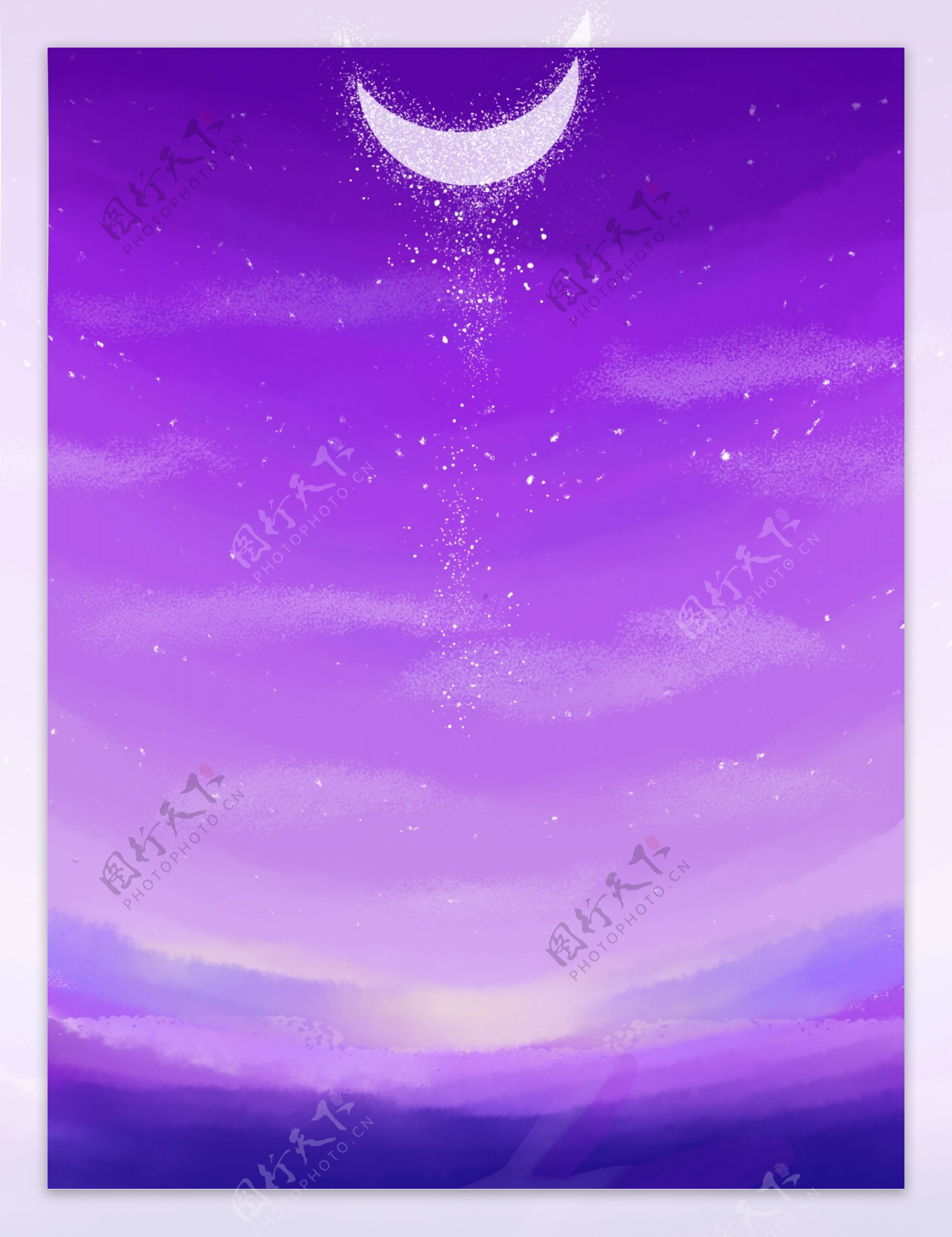 简约紫色天空月亮背景
