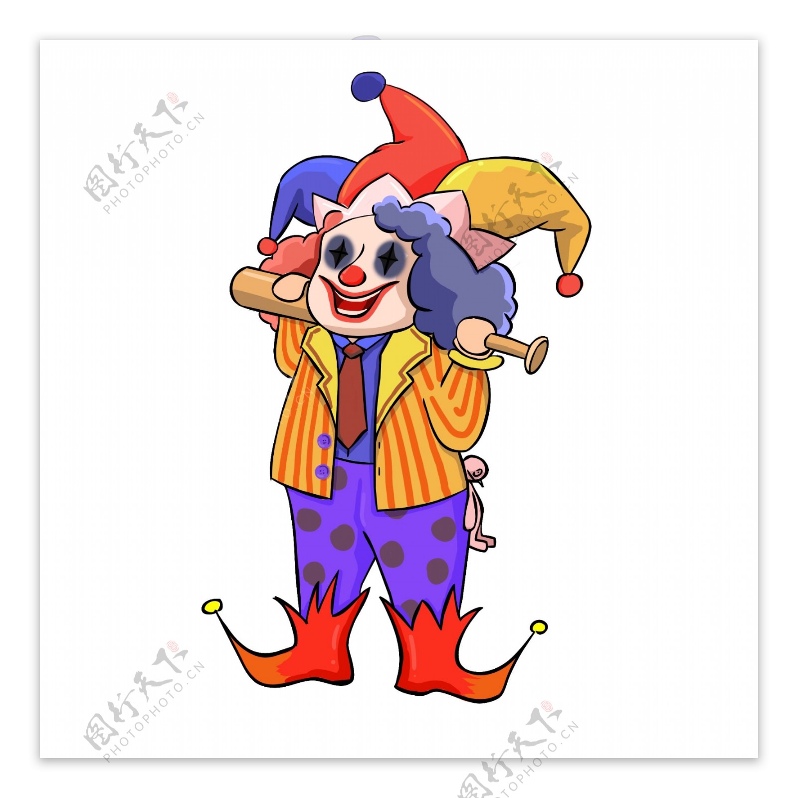 愚人节手绘卡通棒球棍可爱马戏团小丑