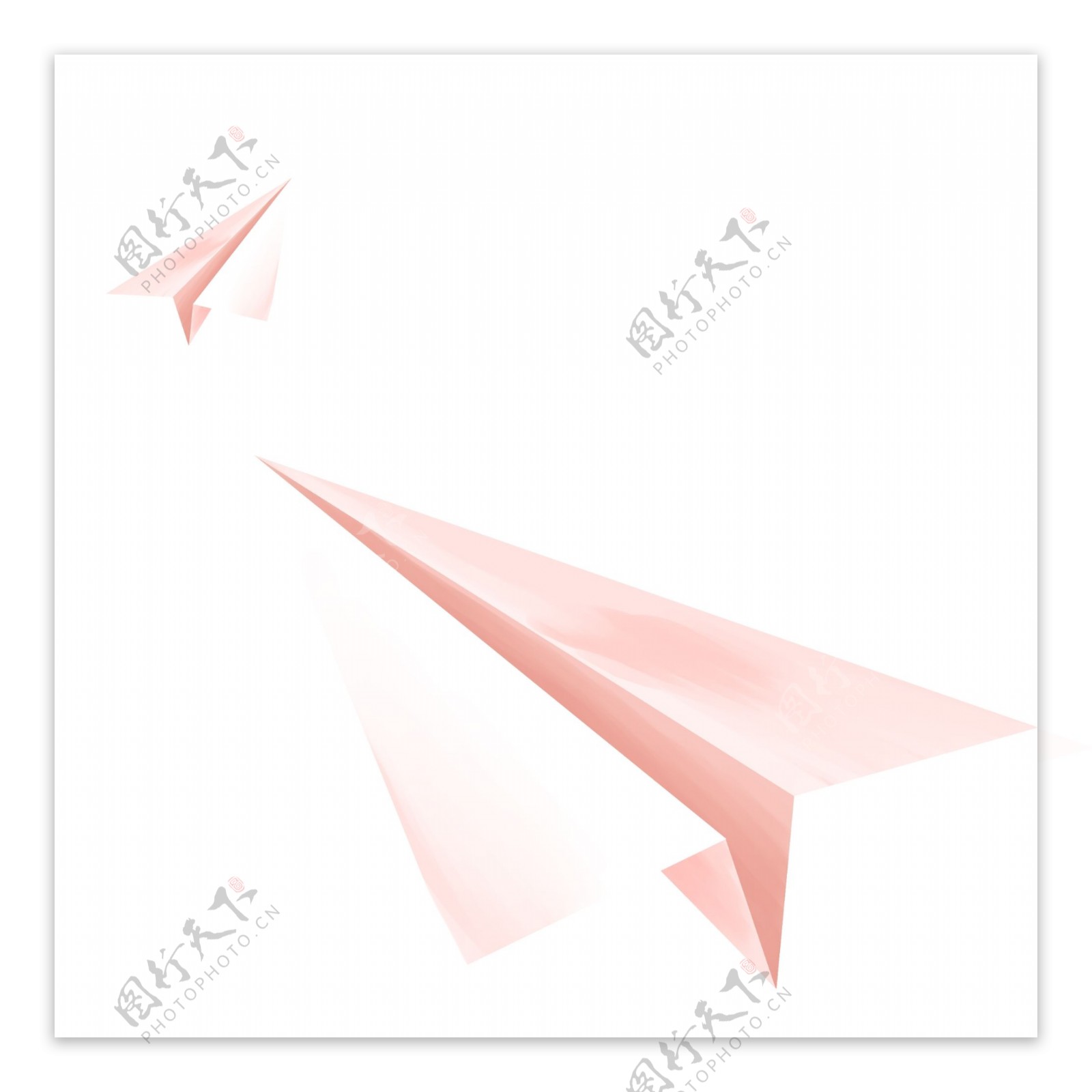 粉色小清新纸飞机插画设计