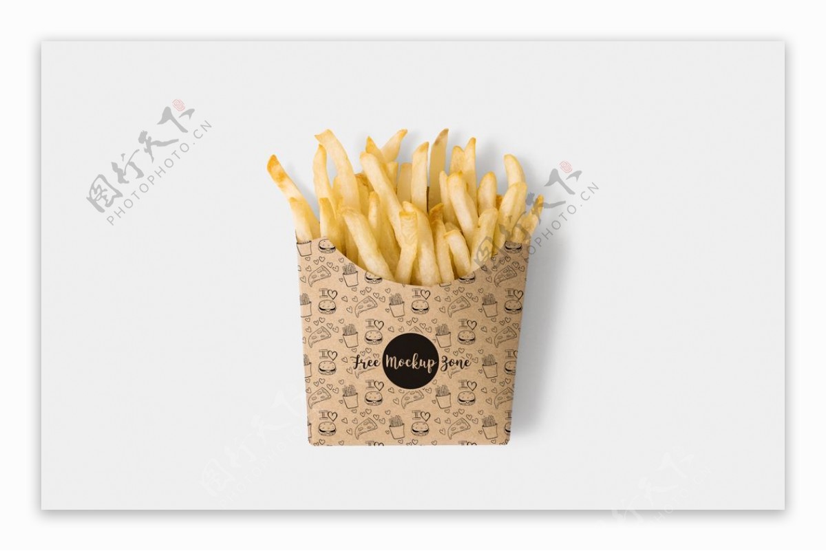 食品薯条包装袋模板展示贴图样机