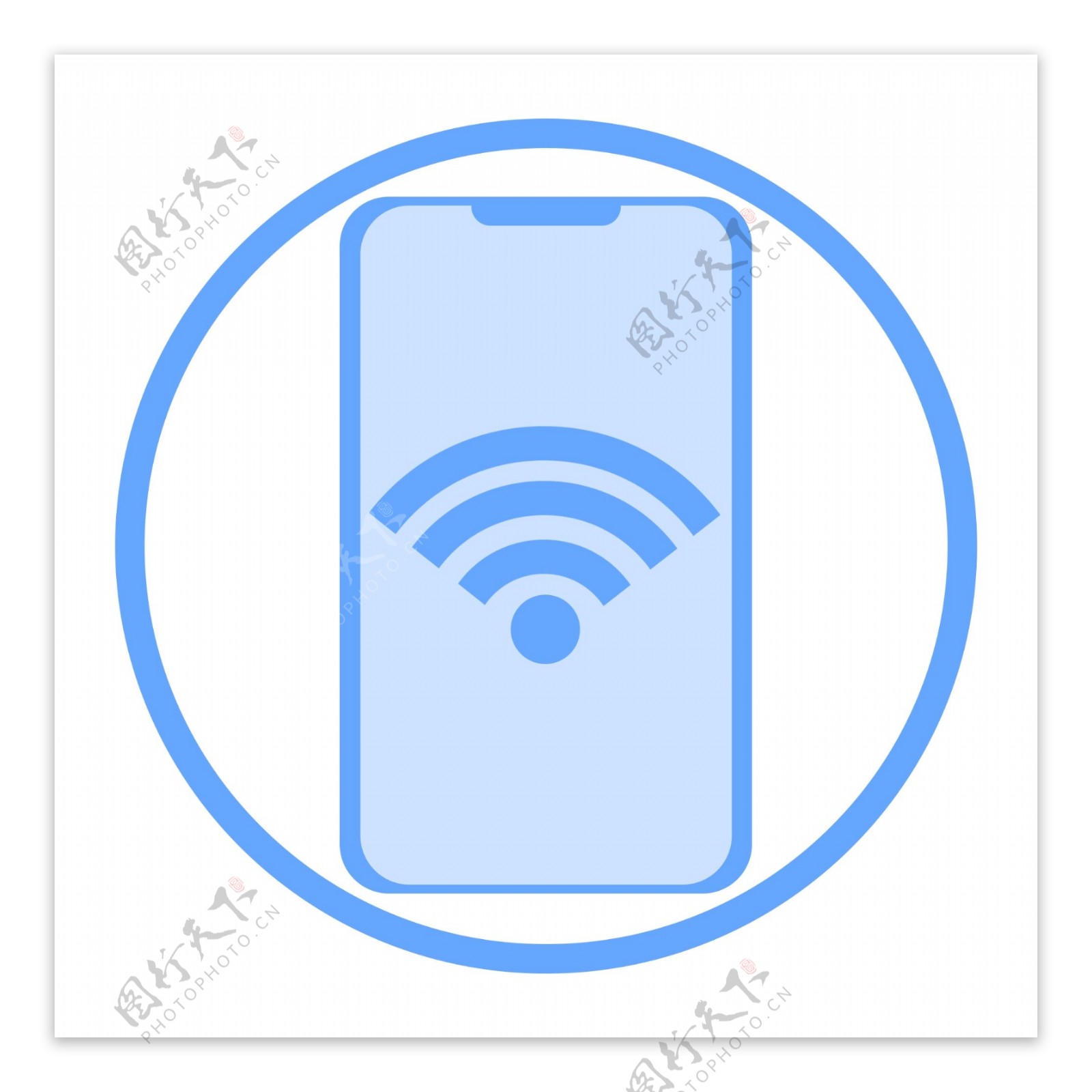 科技感蓝色扁平化ui图标手机信号wifi