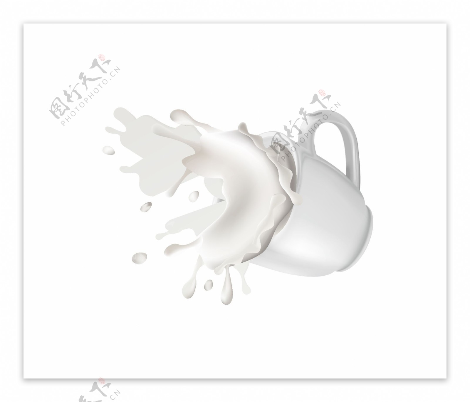 白色原创飞溅牛奶杯
