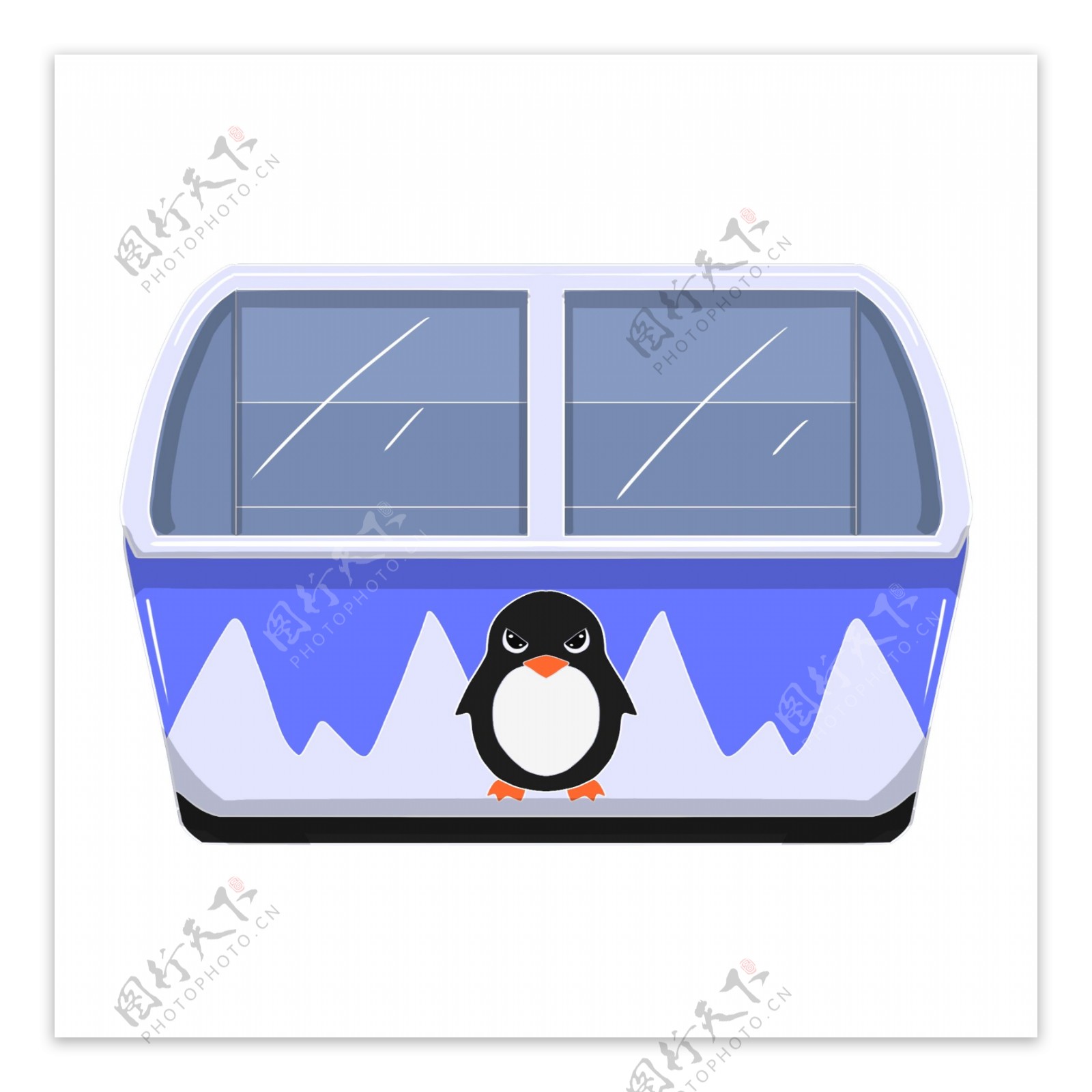 手绘企鹅冰柜插画