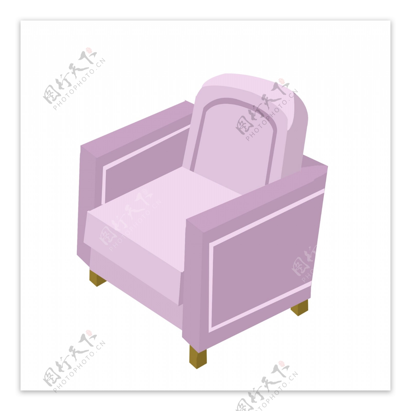 2.5D紫色沙发插画