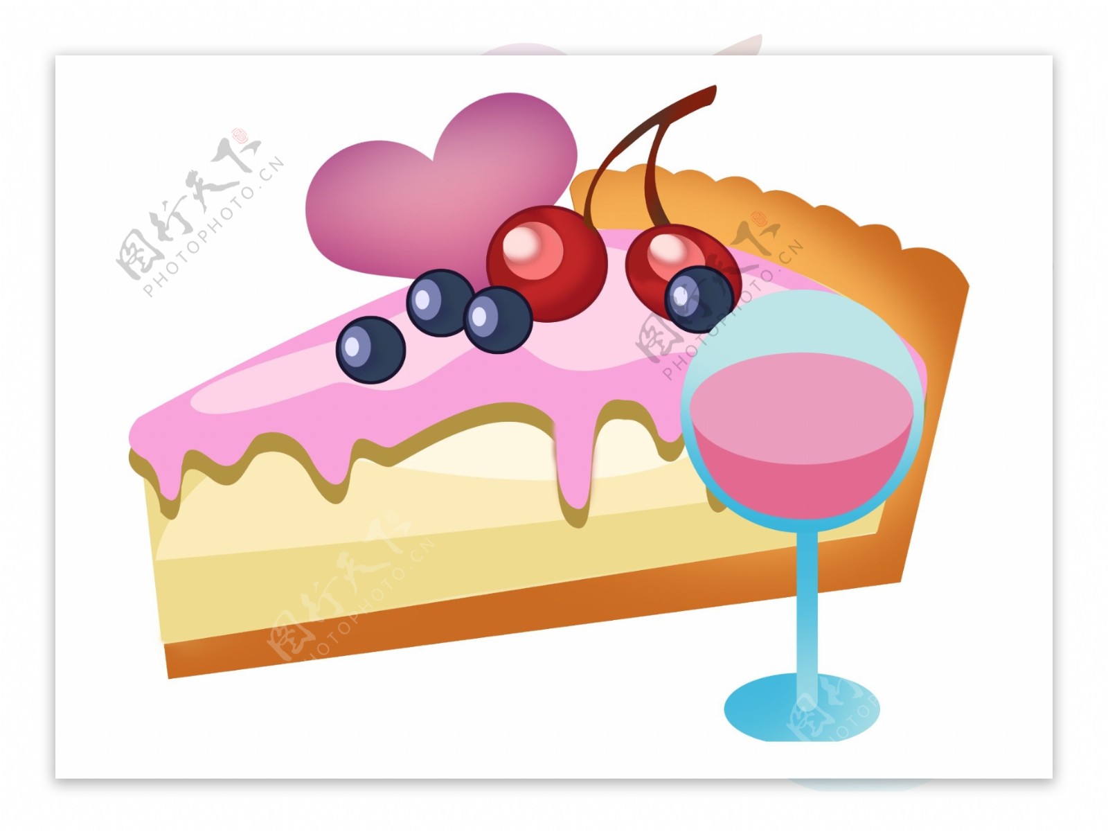 手绘粉色水果蛋糕装饰