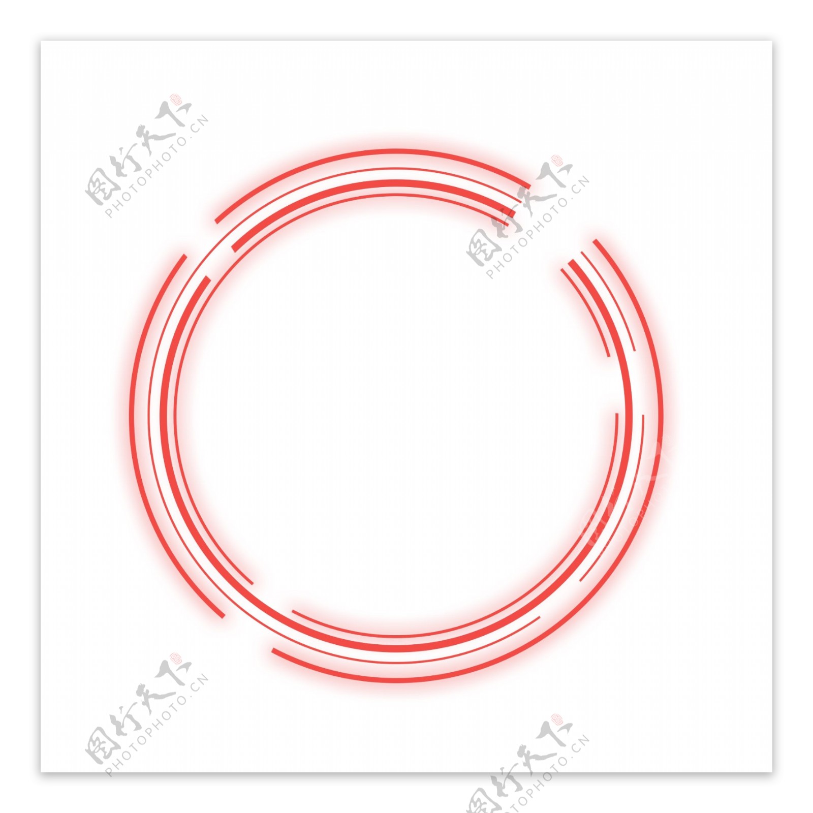 红色圆形断线科技感边框