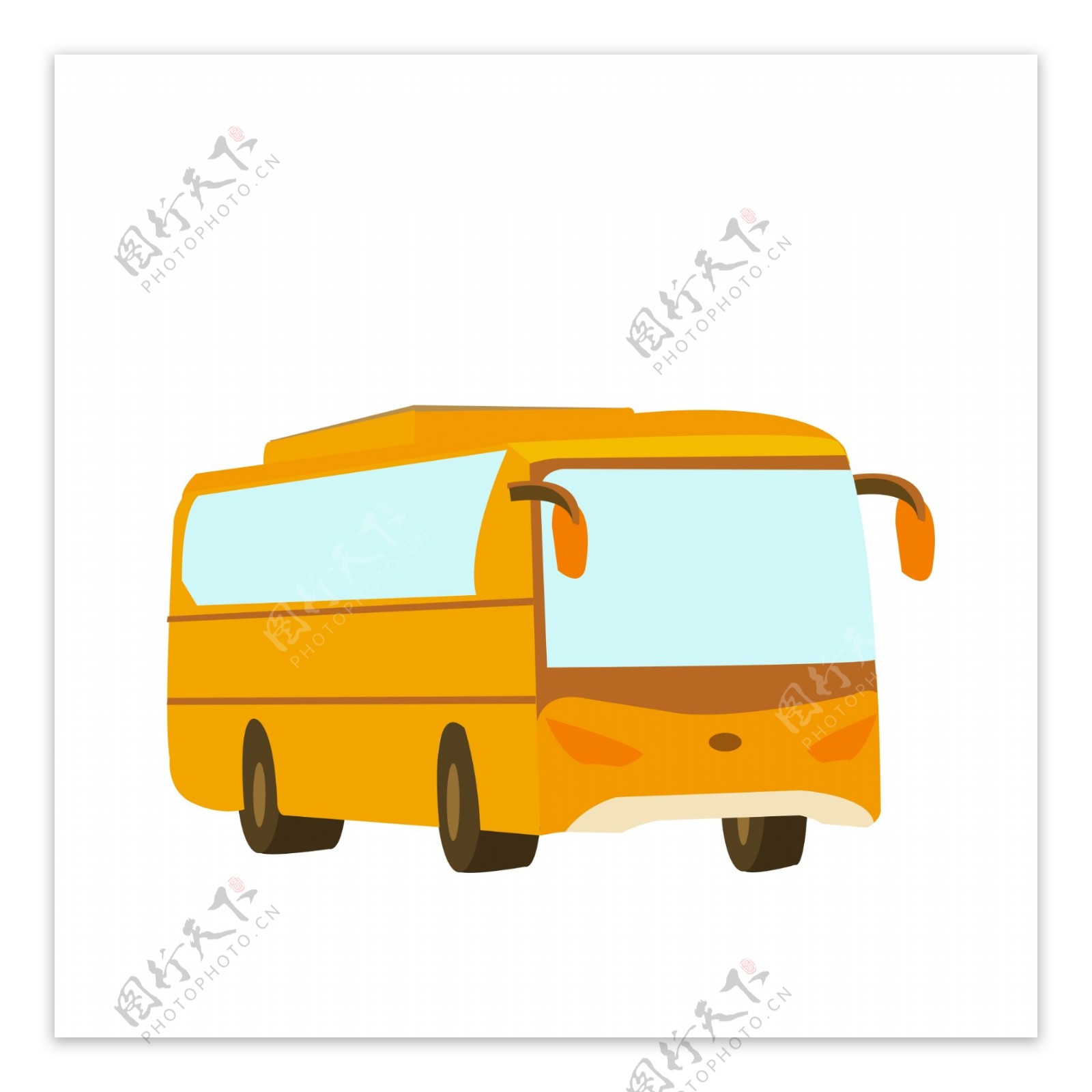黄色矢量卡通巴士免费下载