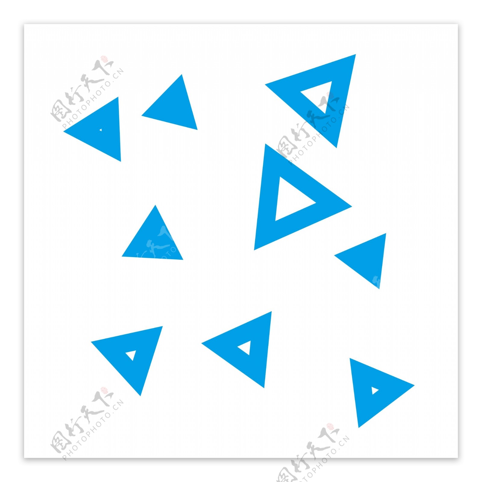 蓝色三角形漂浮免抠图