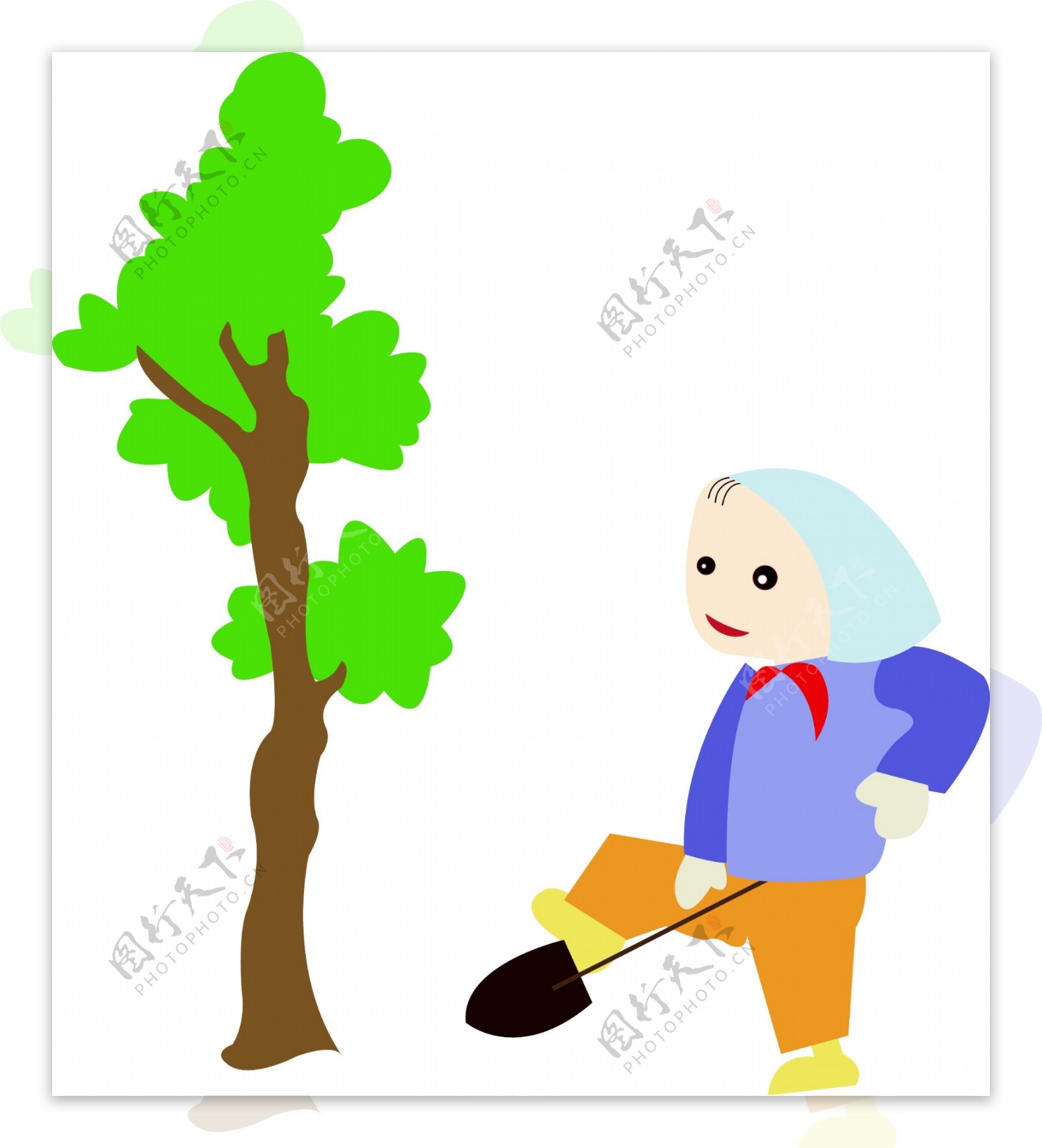 植树种树卡通人物形象