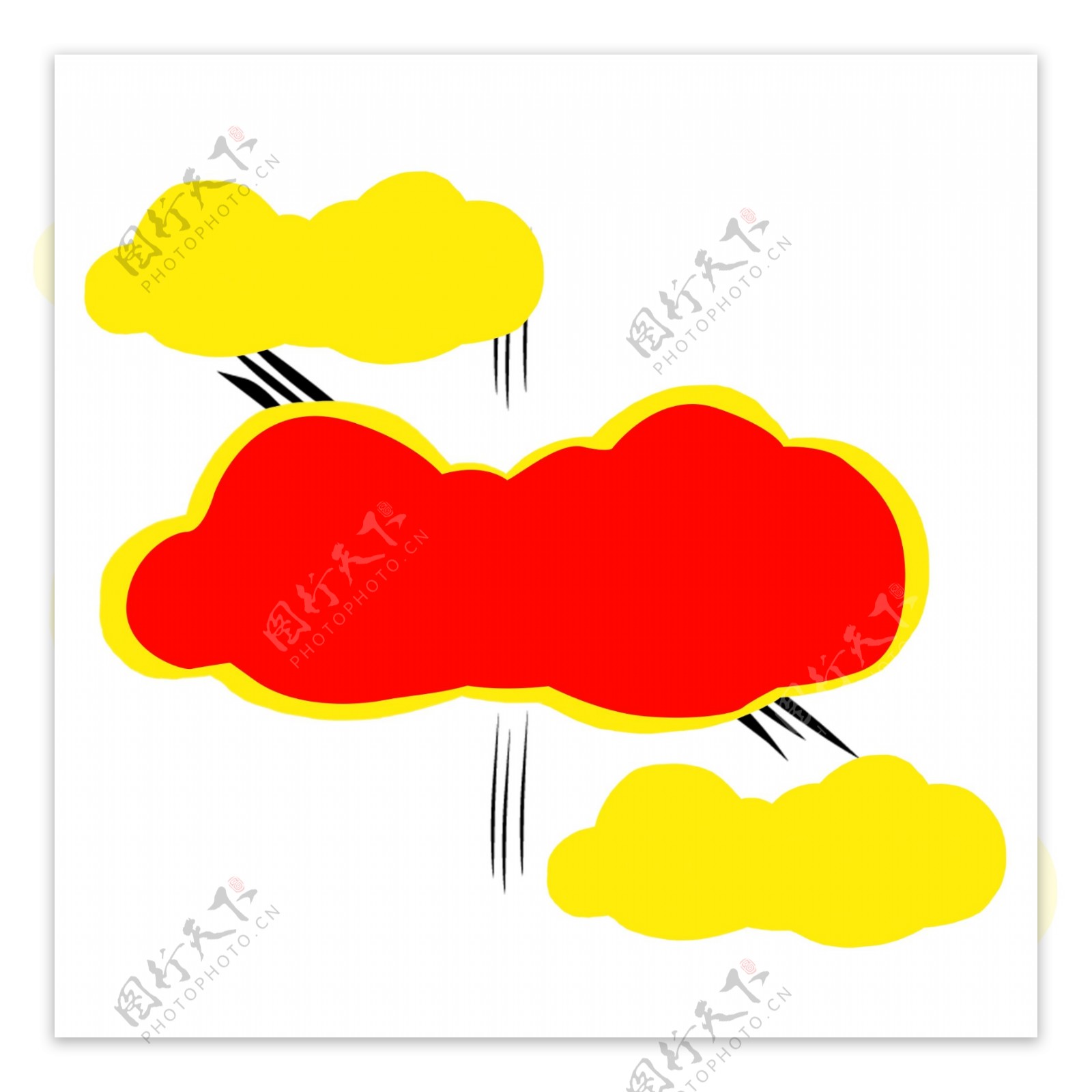 白云装饰图案红云标签