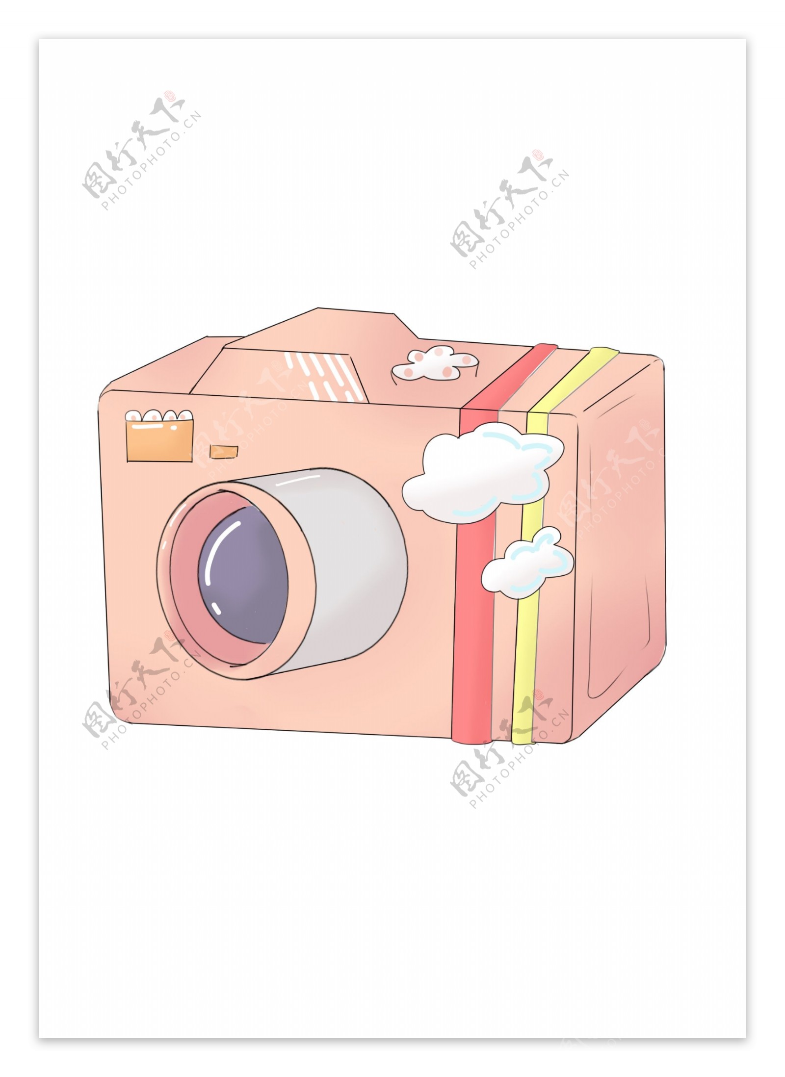 粉色的旅游相机插画