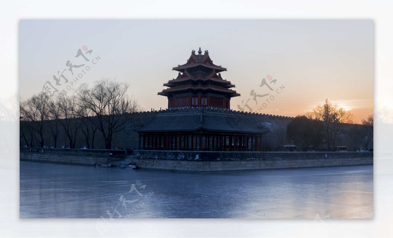 北京天安门故宫紫禁城皇家角楼护城河风景