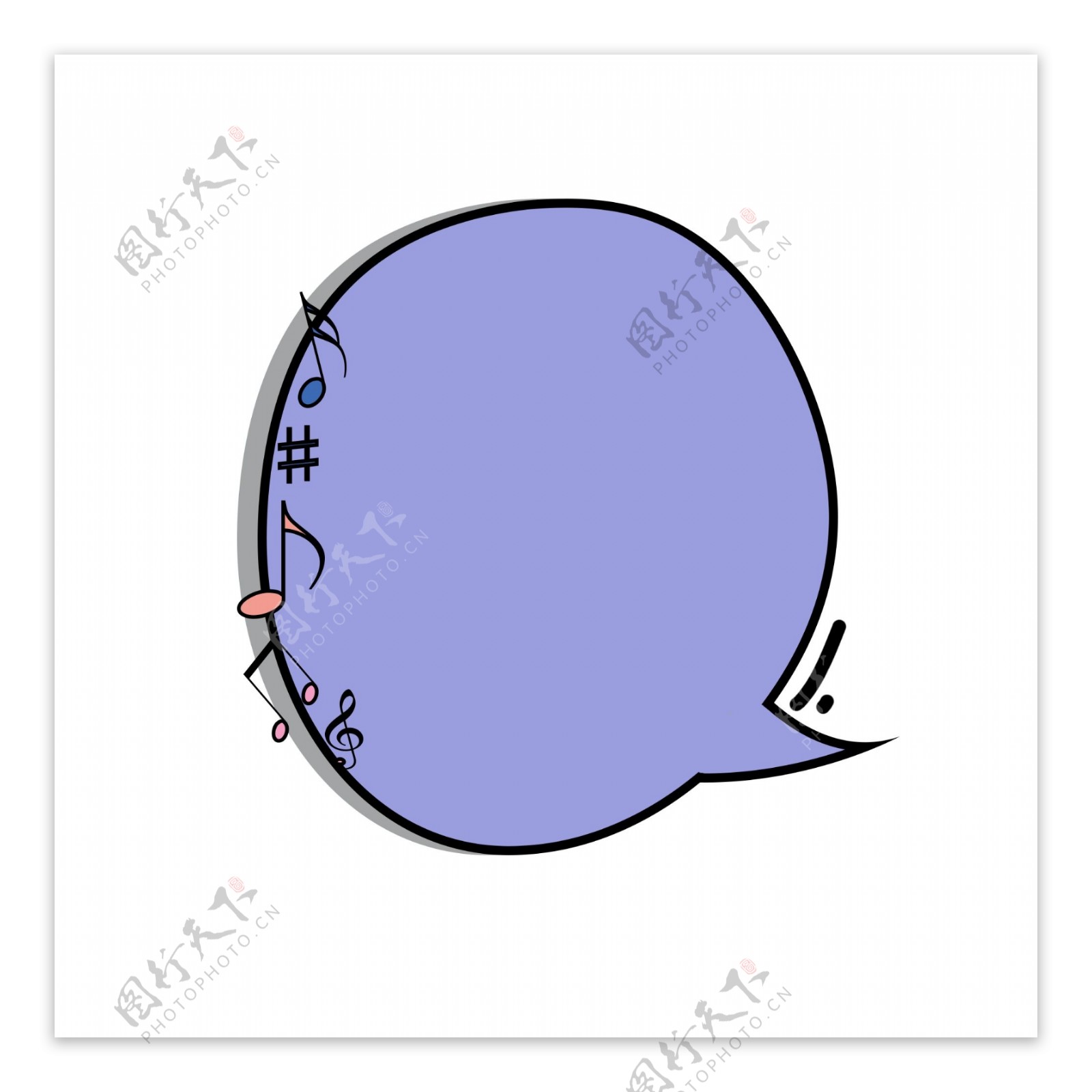 紫色音乐符号圆形气泡对话框