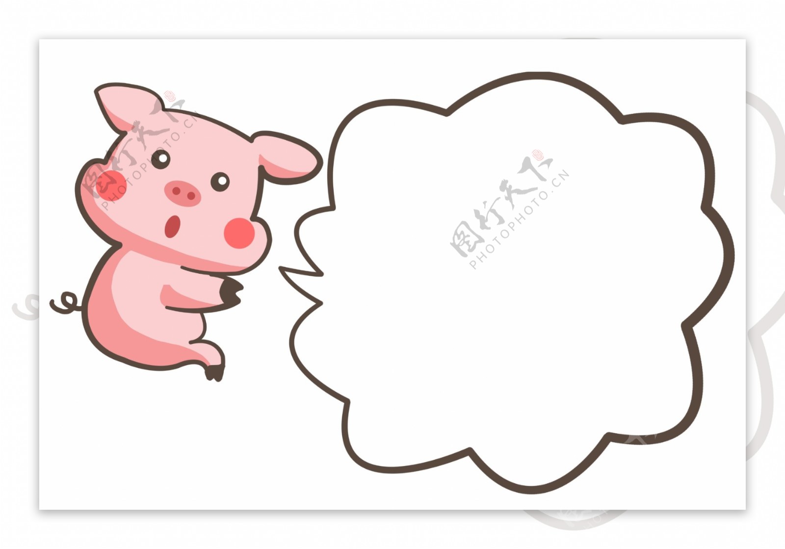 手绘可爱小猪和对话框