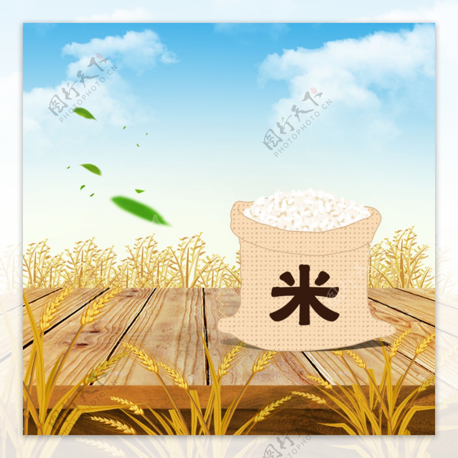 金色稻田大米食品PSD分层主图
