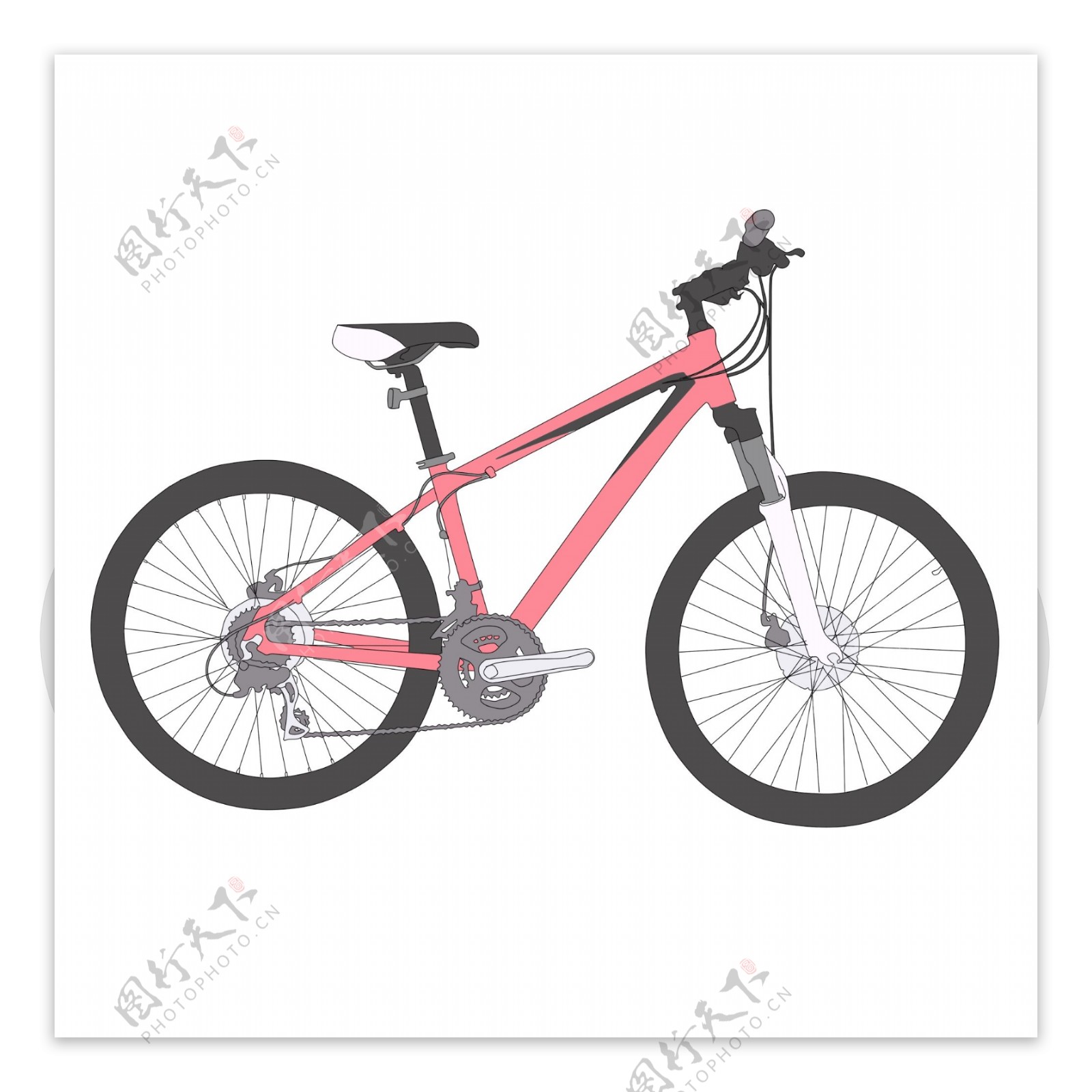 粉色的交通自行车插画