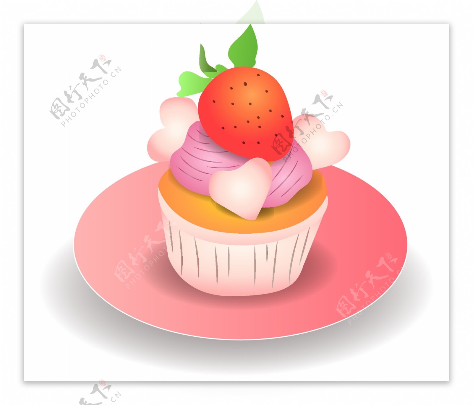 矢量粉色情人节草莓蛋糕