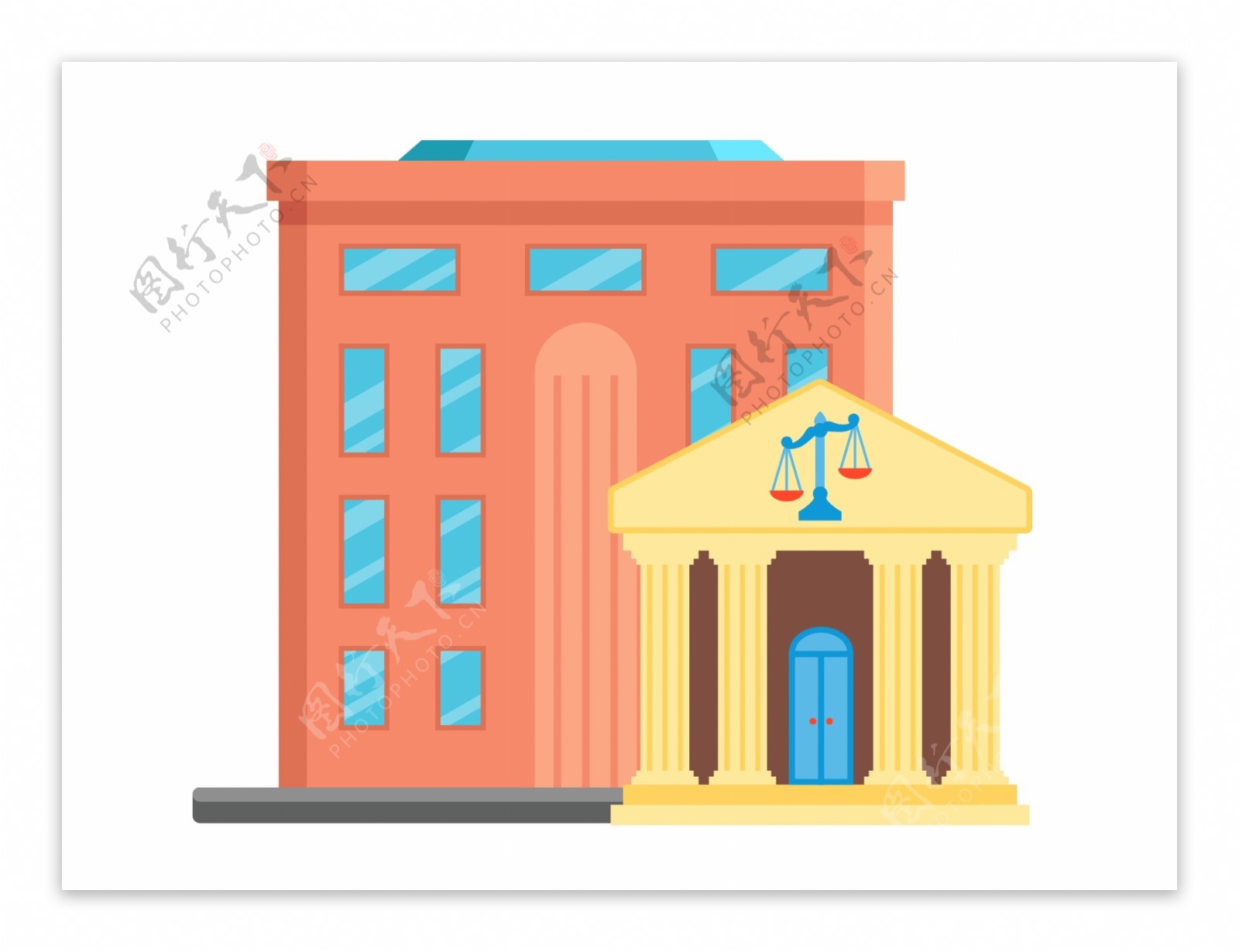 红色法院建筑物插图