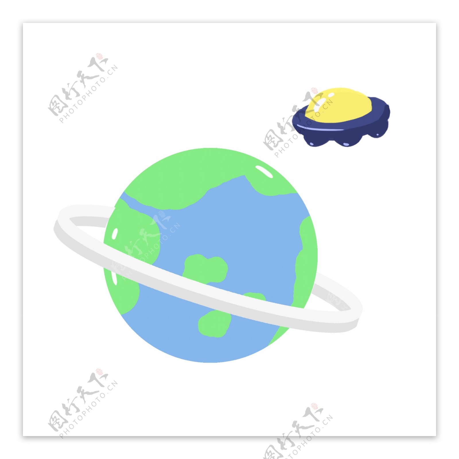 世界航天日行星和UFO插画