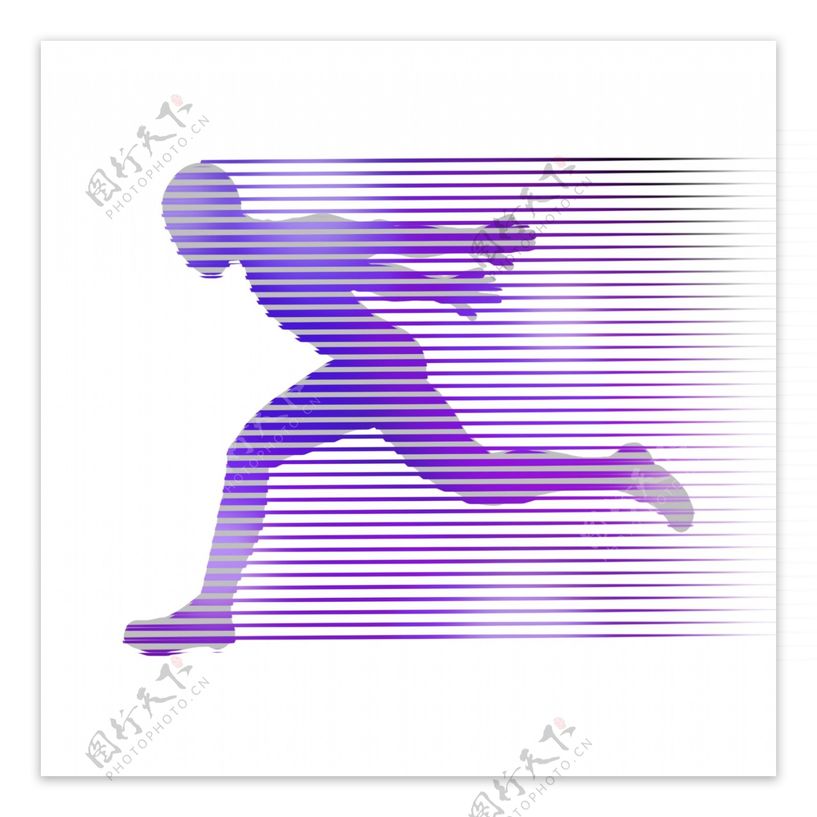 蓝紫色高速奔跑的剪影