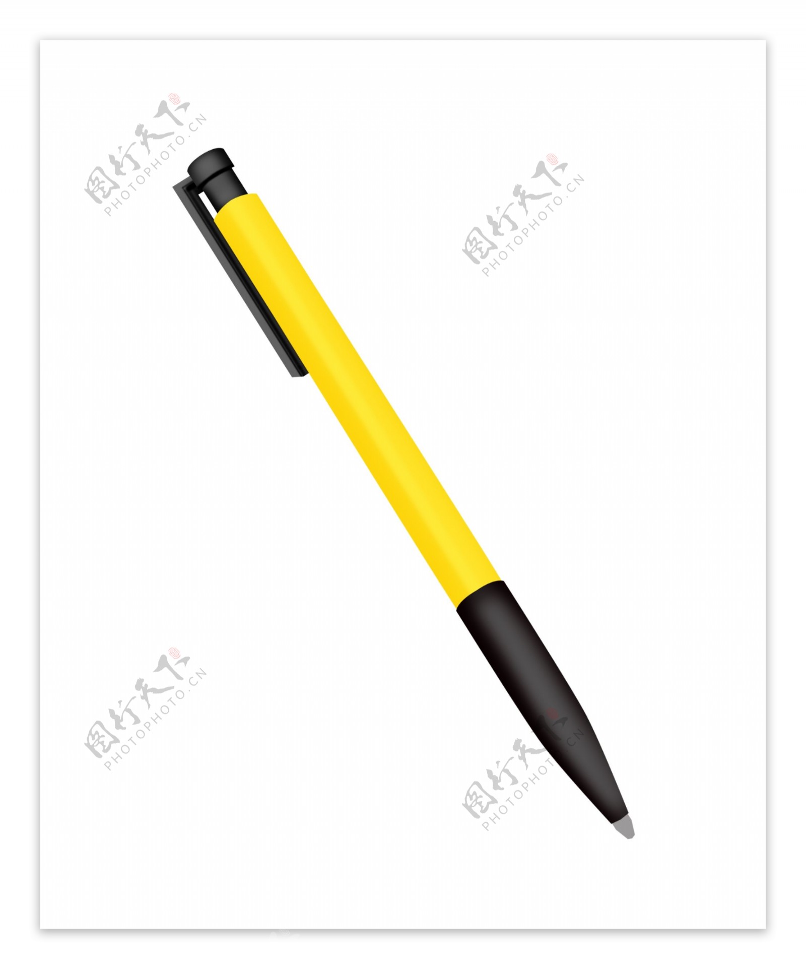 黄色的钢笔装饰插画