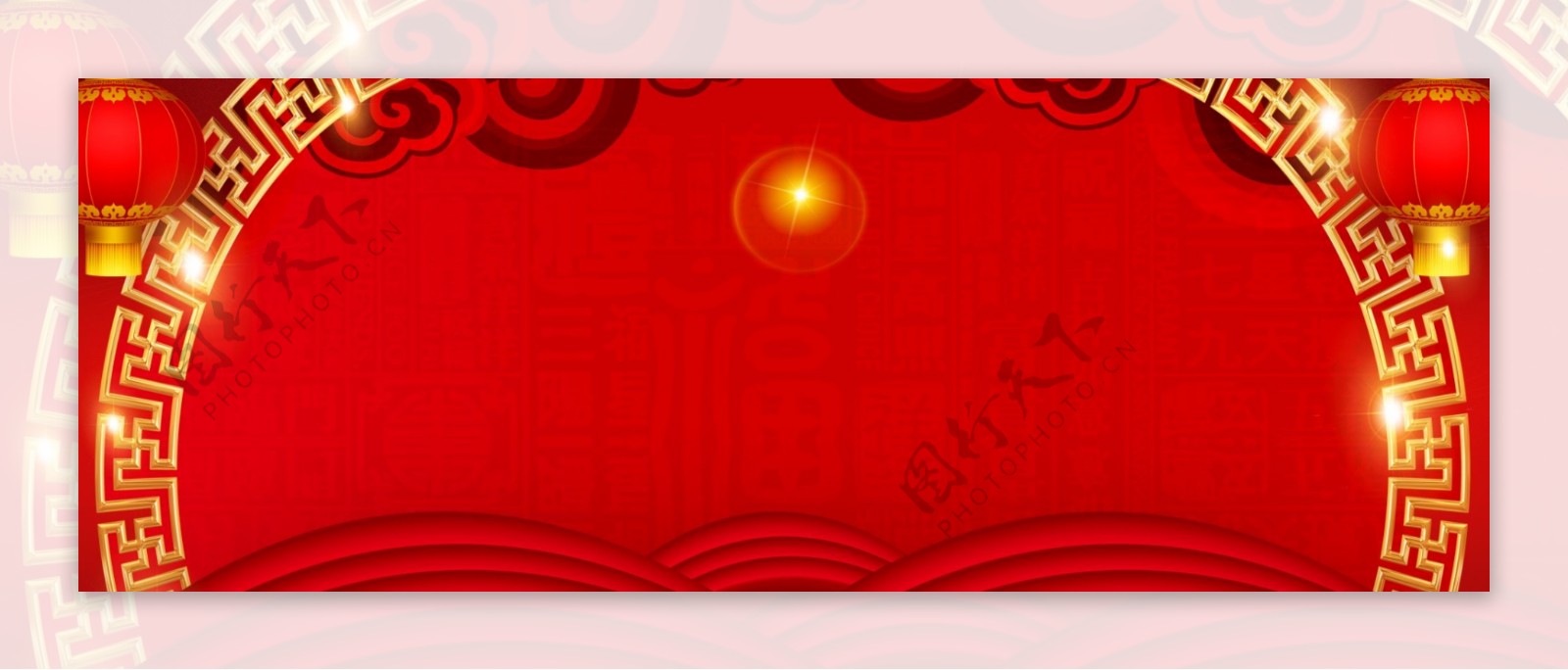 红色中国风春节年会签到墙背景模板