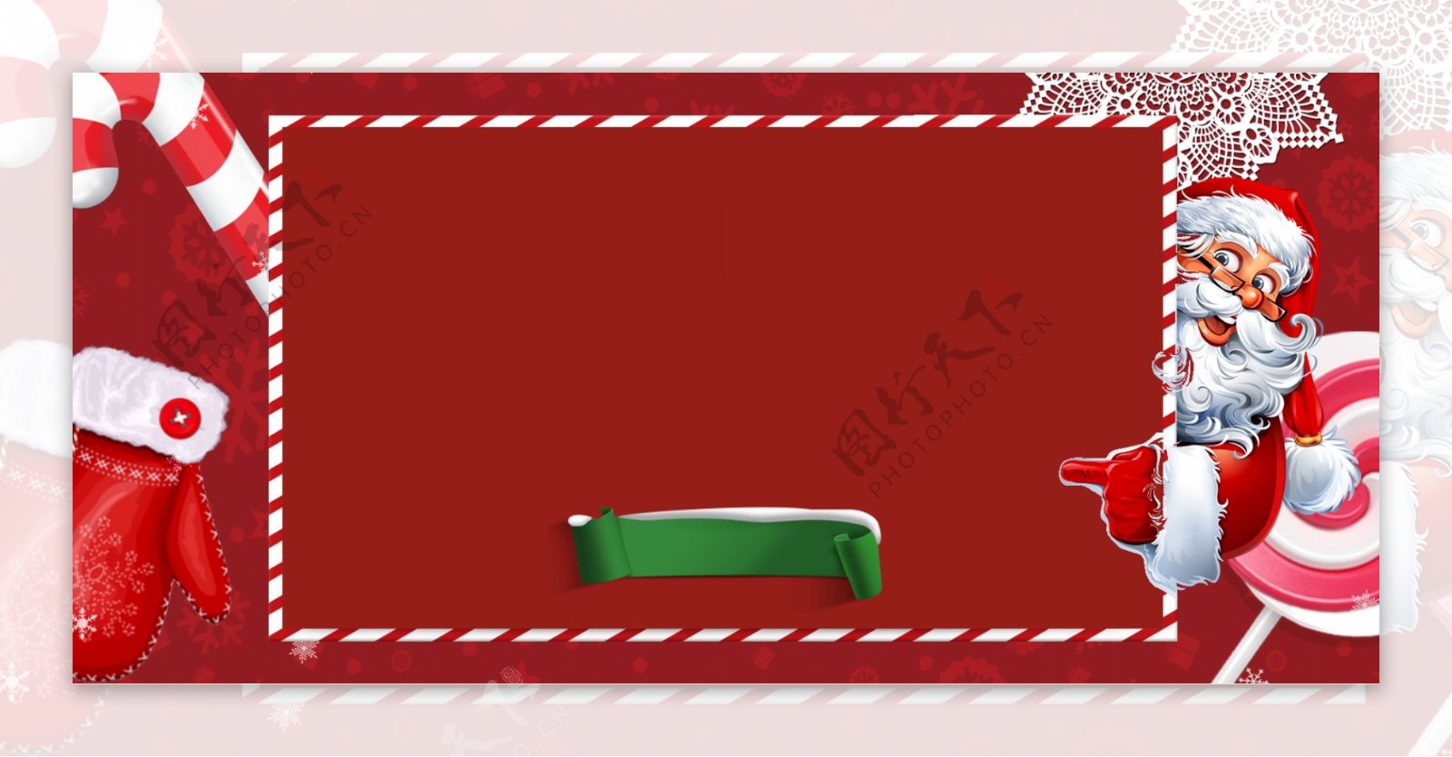 圣诞节红色卡通圣诞老人卡片banner