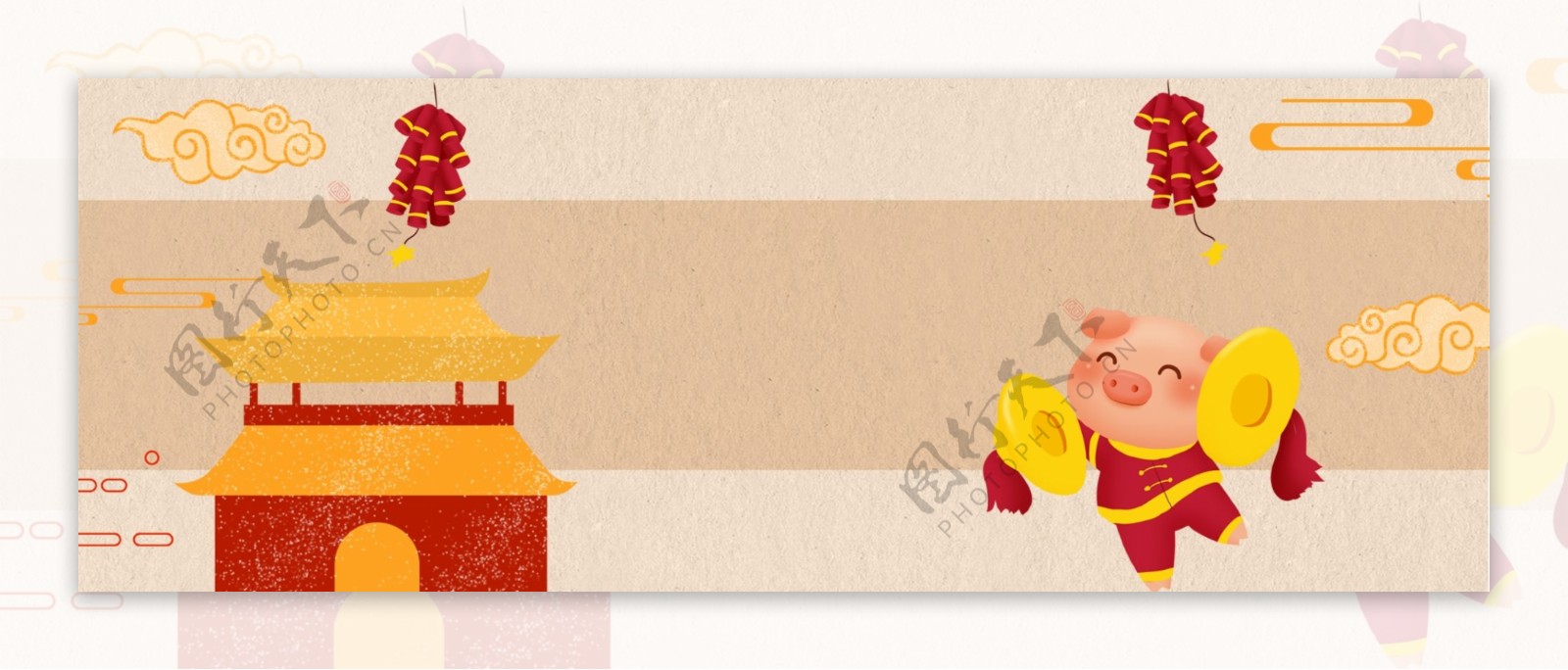 新年元旦大气复古中国风淘宝海报背景