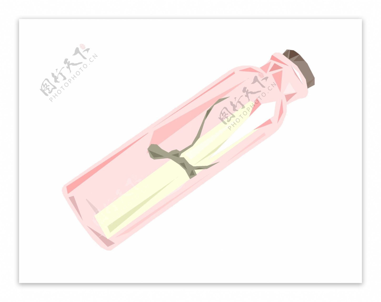 粉色愿望漂流瓶插画