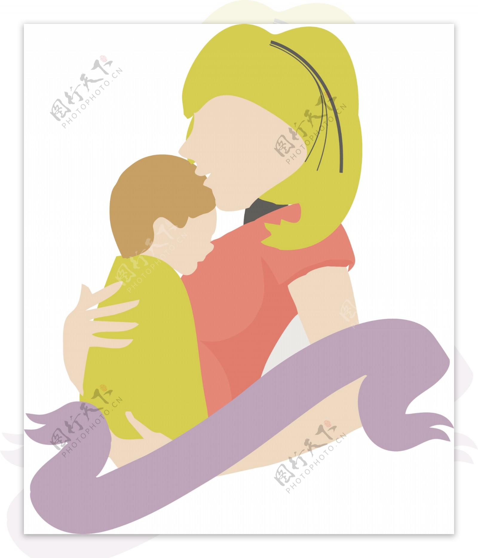 卡通矢量怀抱婴儿的妈妈