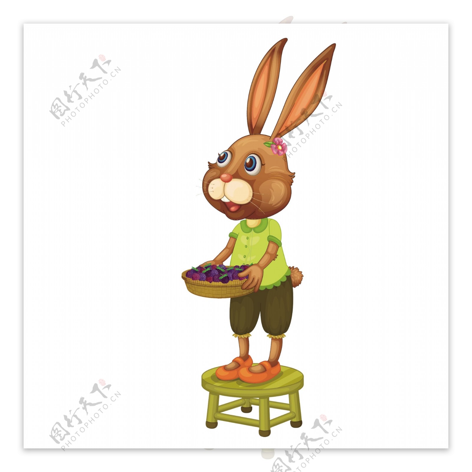 站在凳子上的兔子矢量素材