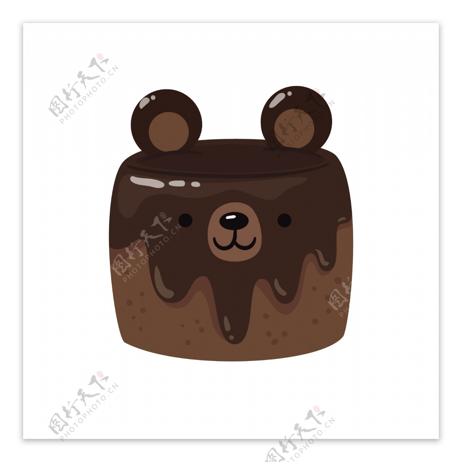 可爱小熊巧克力蛋糕矢量素材
