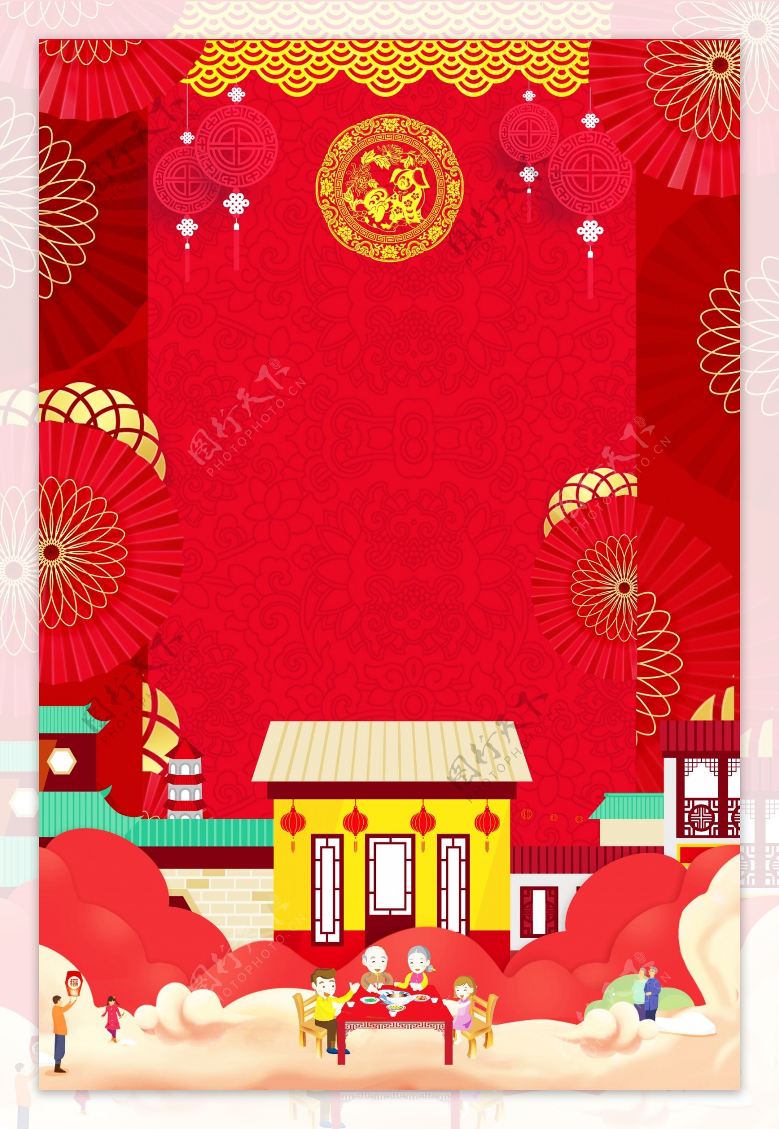 红色中国风春运团圆海报