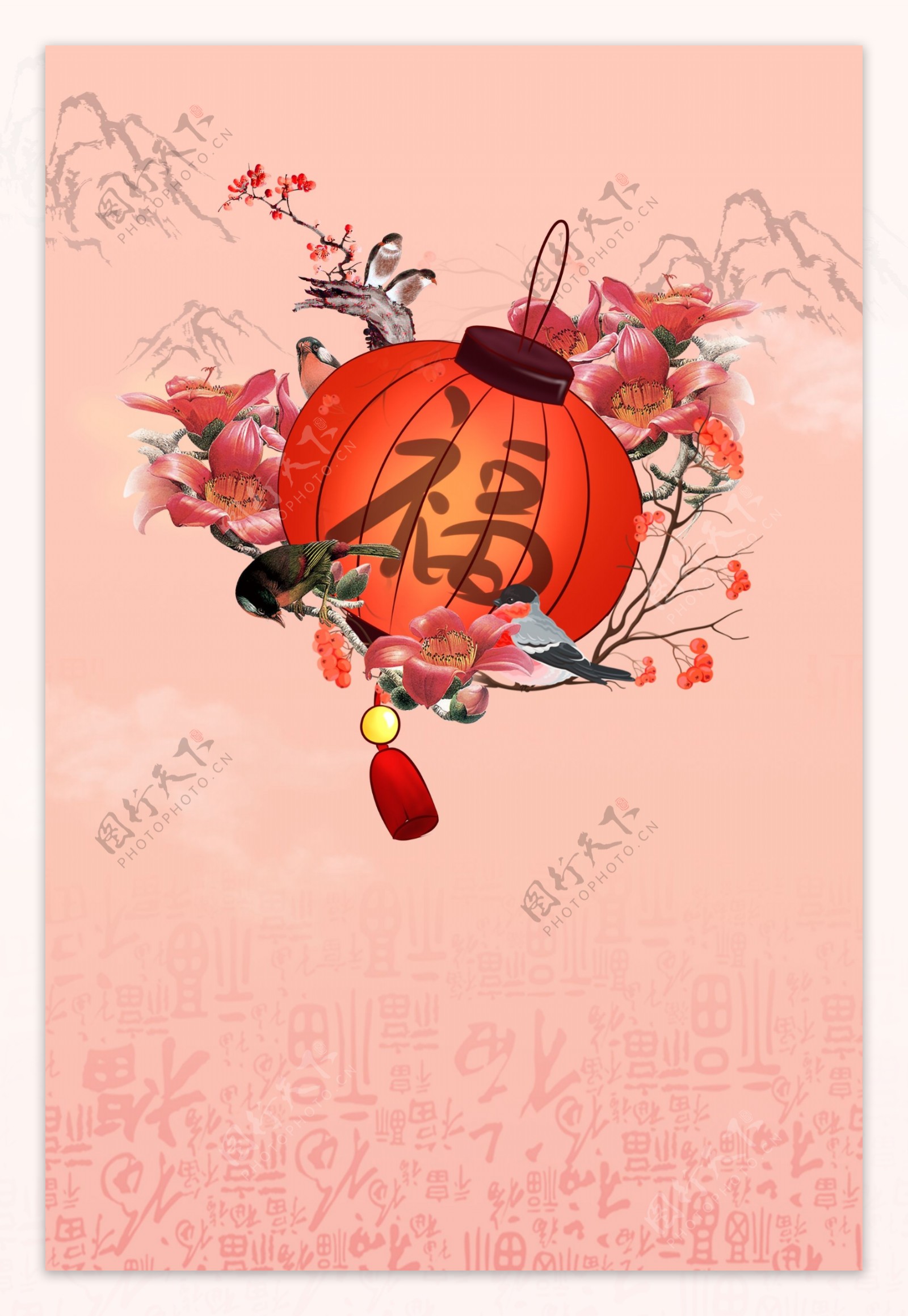 新春春节复古中国风海报背景