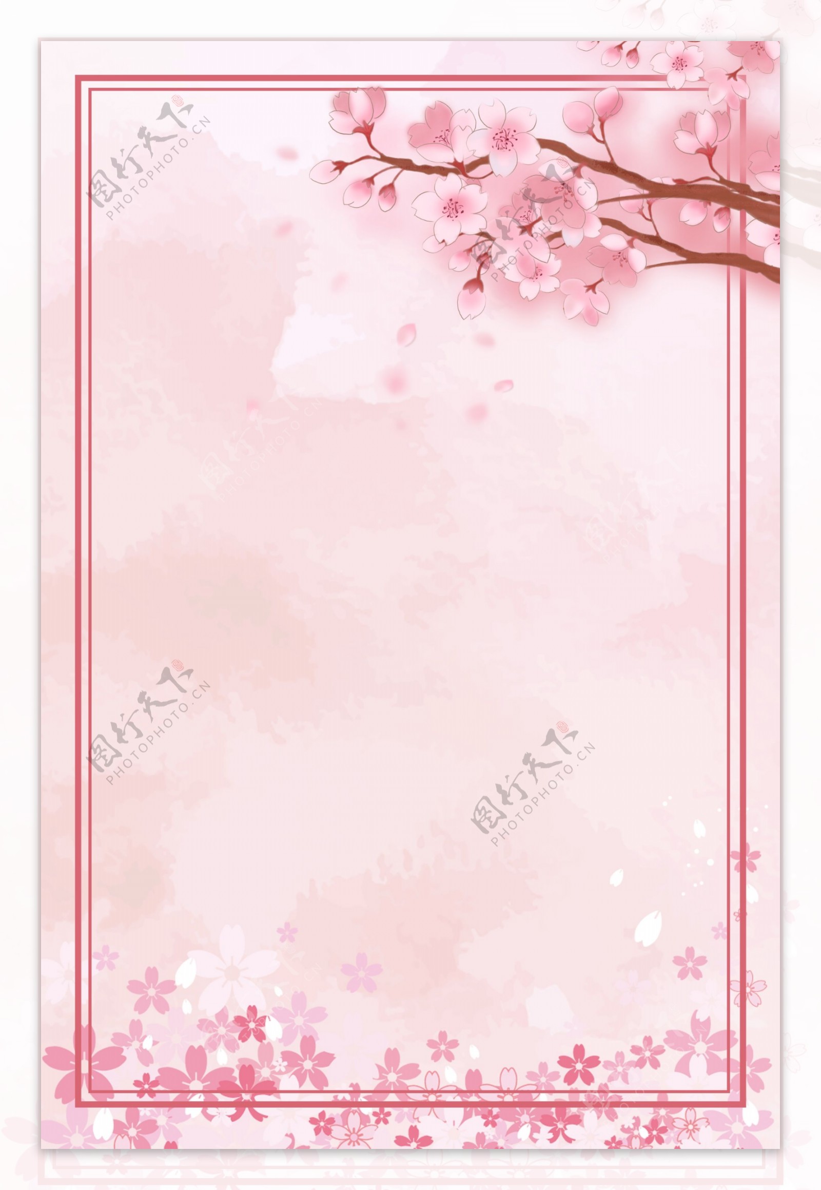 浪漫粉色花朵主题海报