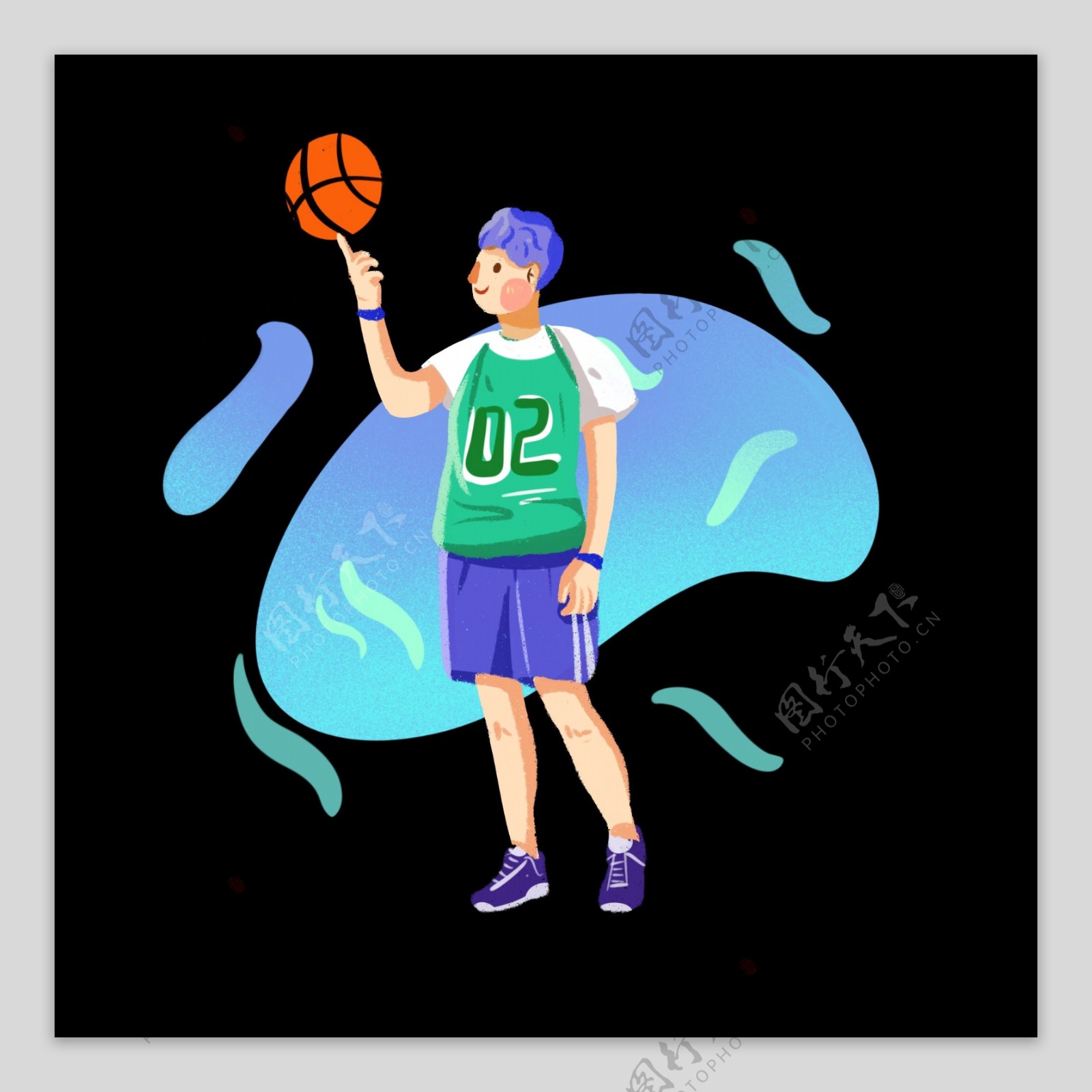 篮球爱好者运动boy手绘插画png免抠素材