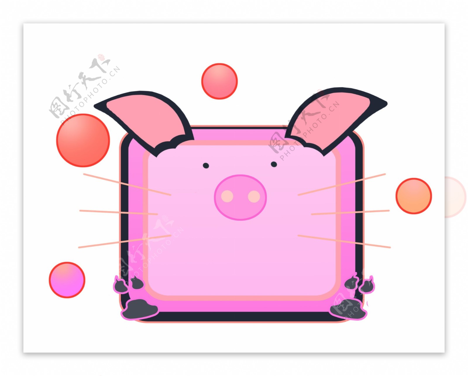 粉色卡通小猪边框