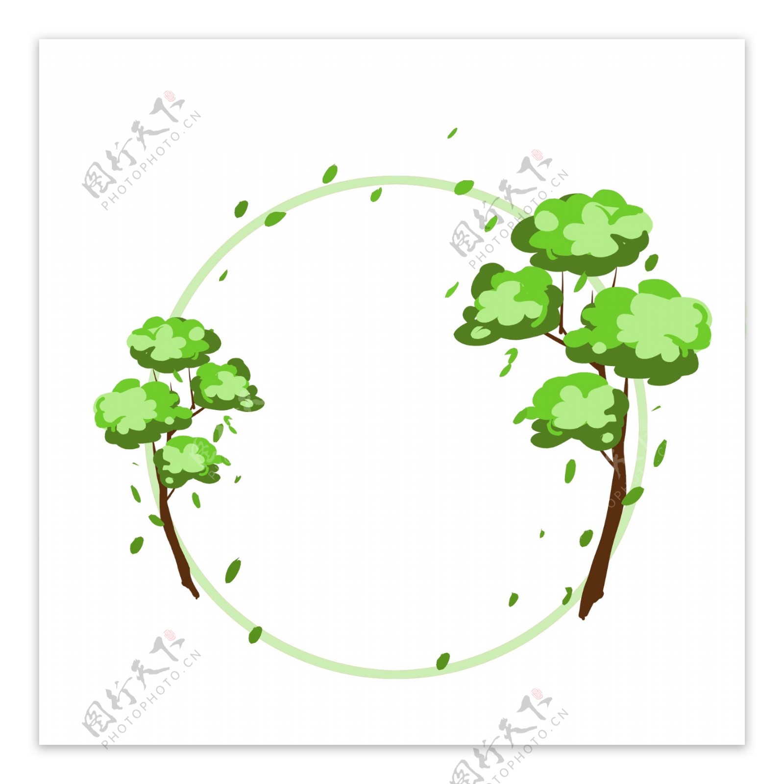 绿树春季边框插画
