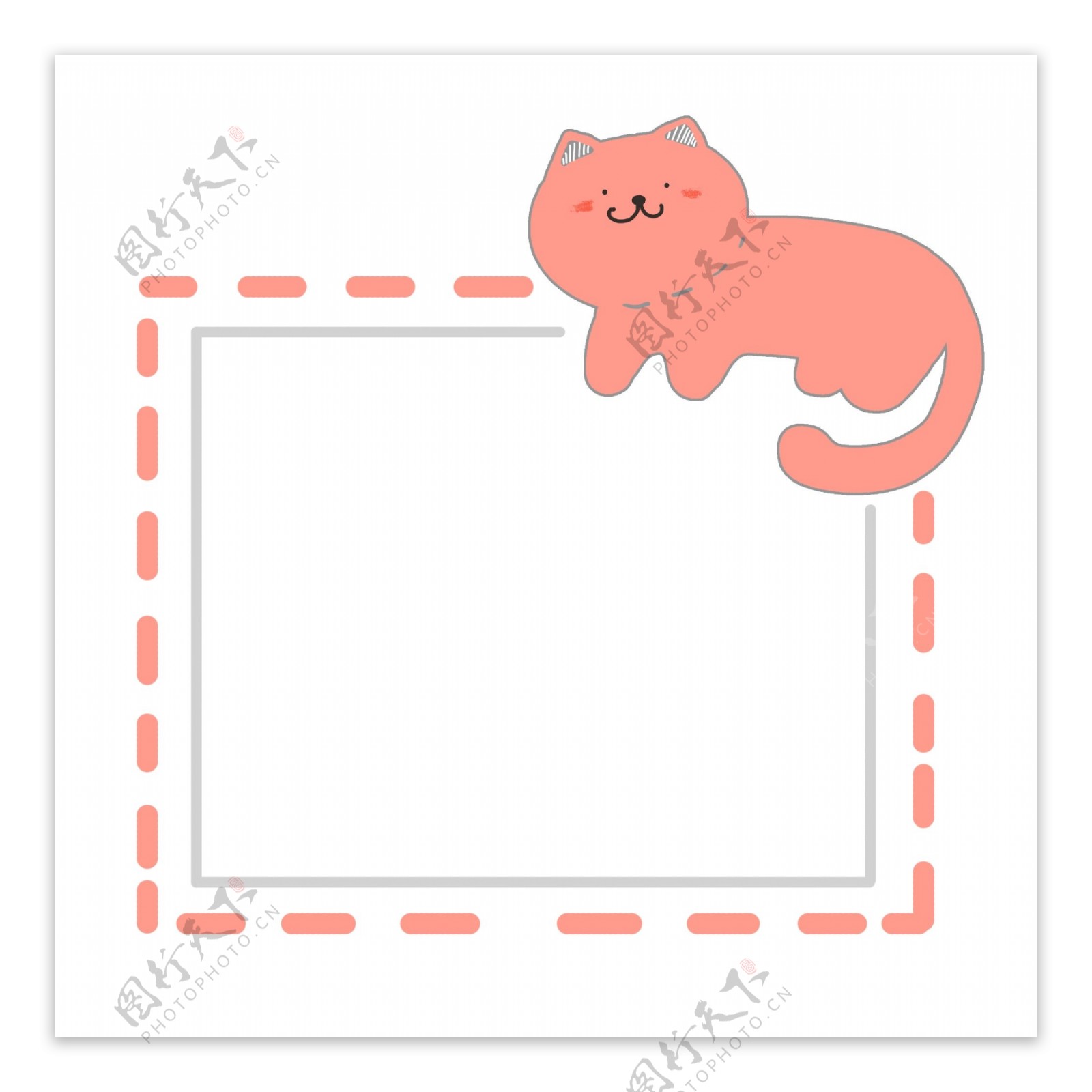 粉色的猫咪边框插画