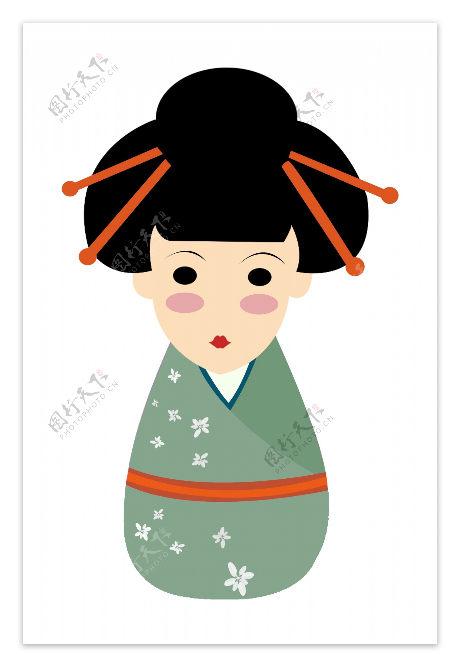 日本女孩装饰插画