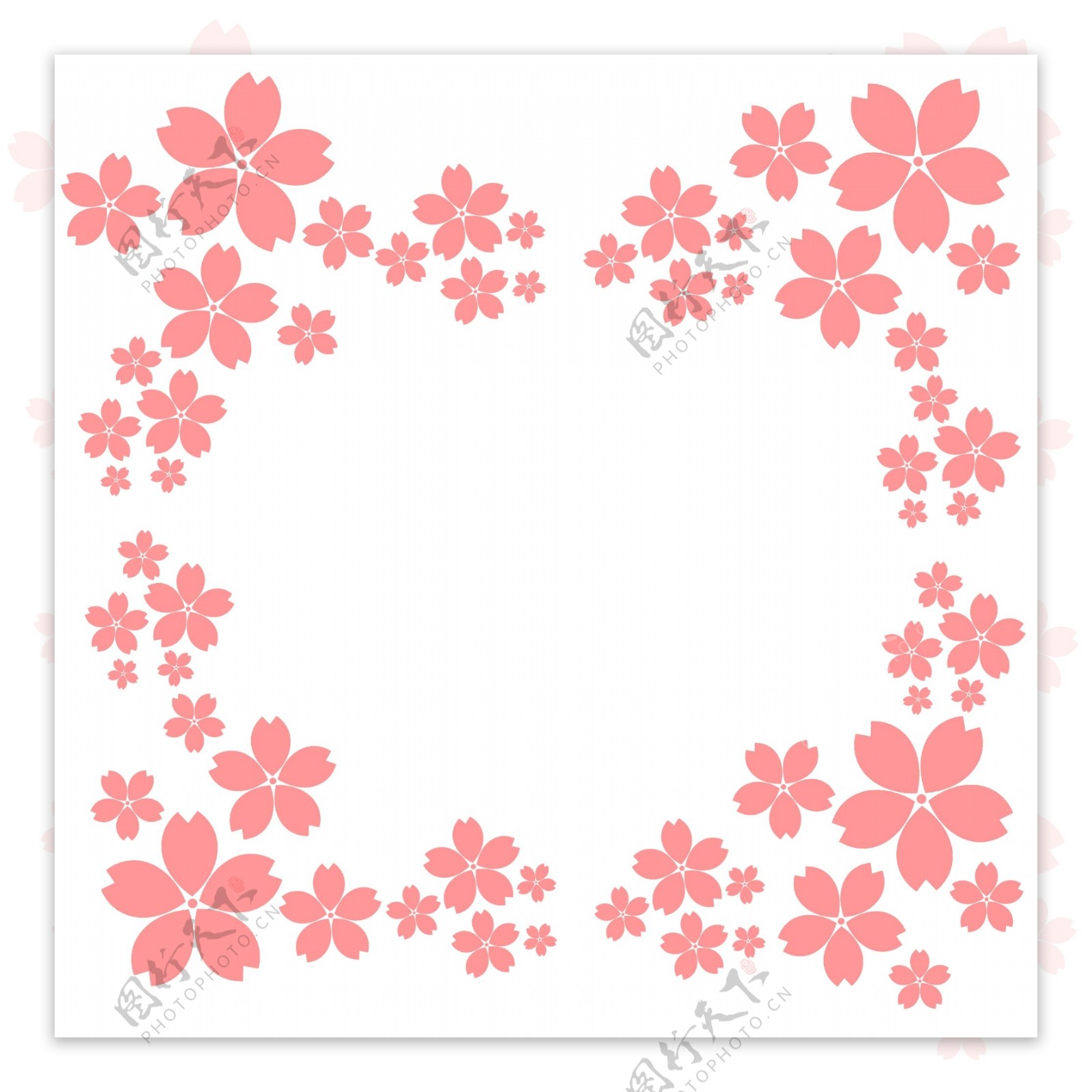 婚礼粉色花朵边框