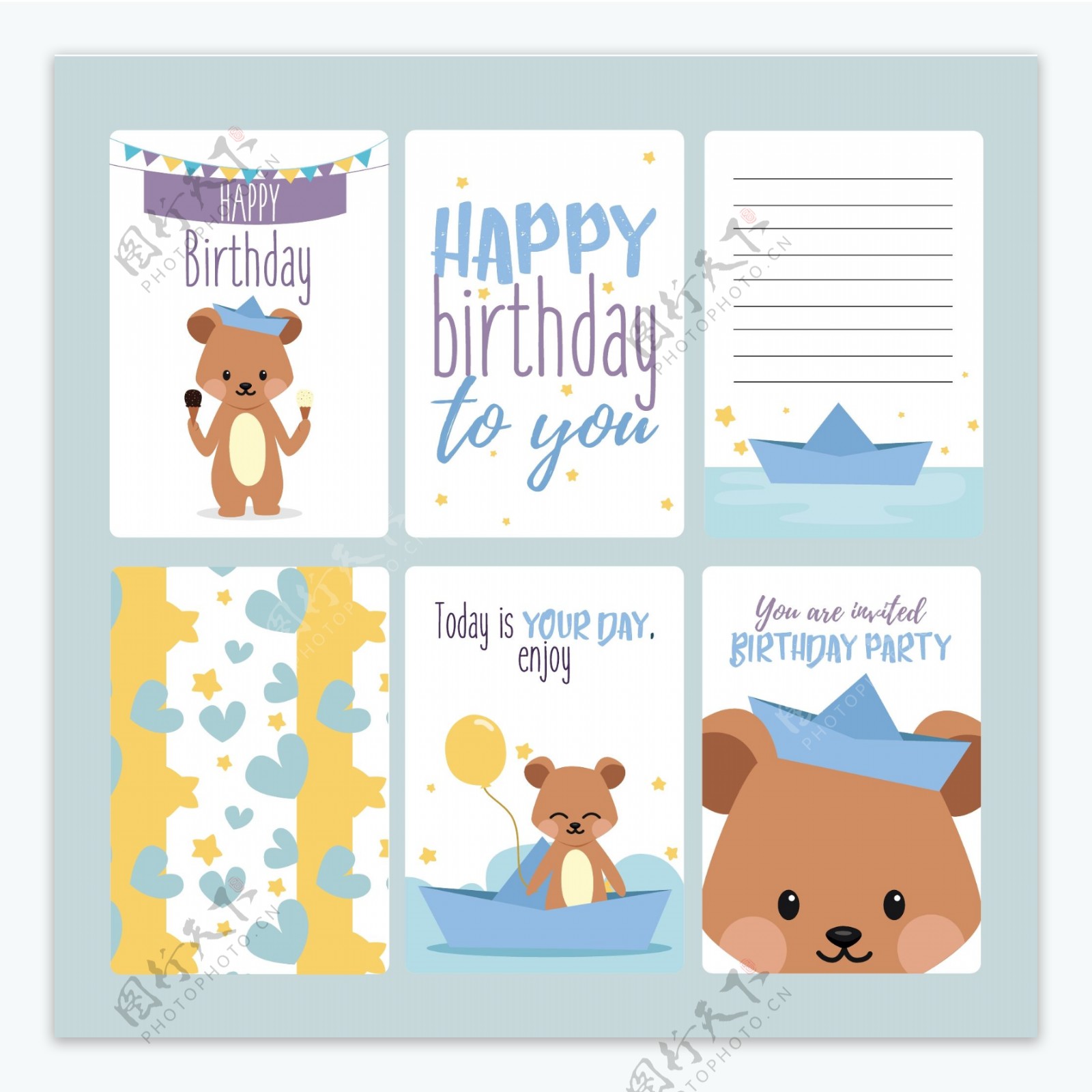 可爱熊生日卡片
